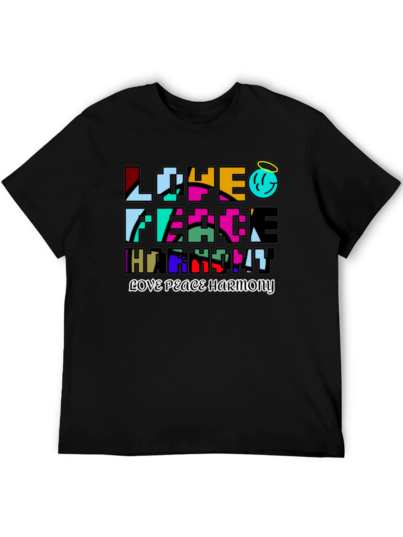 Black Love Peace Harmony Graphic T-Shirt - Black view 5