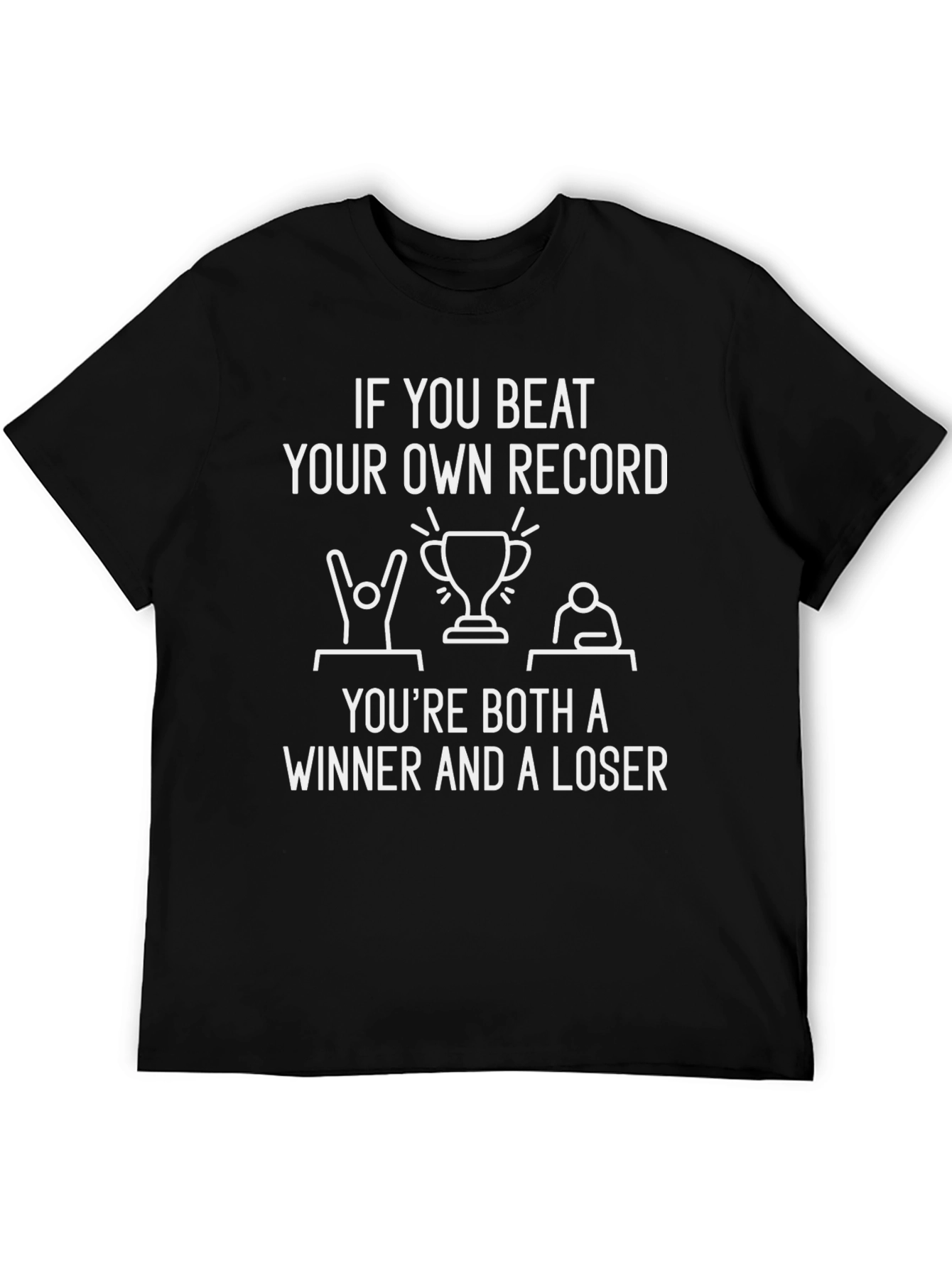 Black Funny "Beat Your Own Record" Graphic T-Shirt view 5