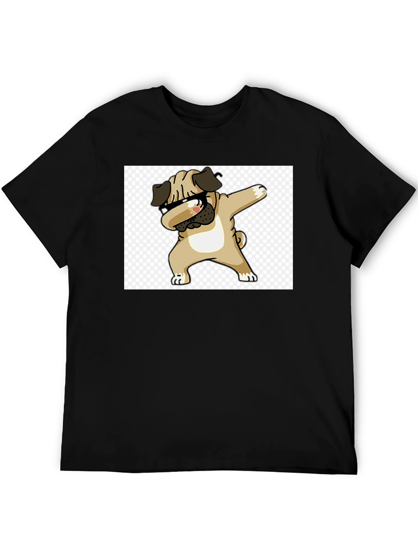 Black Dabbing Pug Black T-Shirt - Cool Novelty Tee view 5