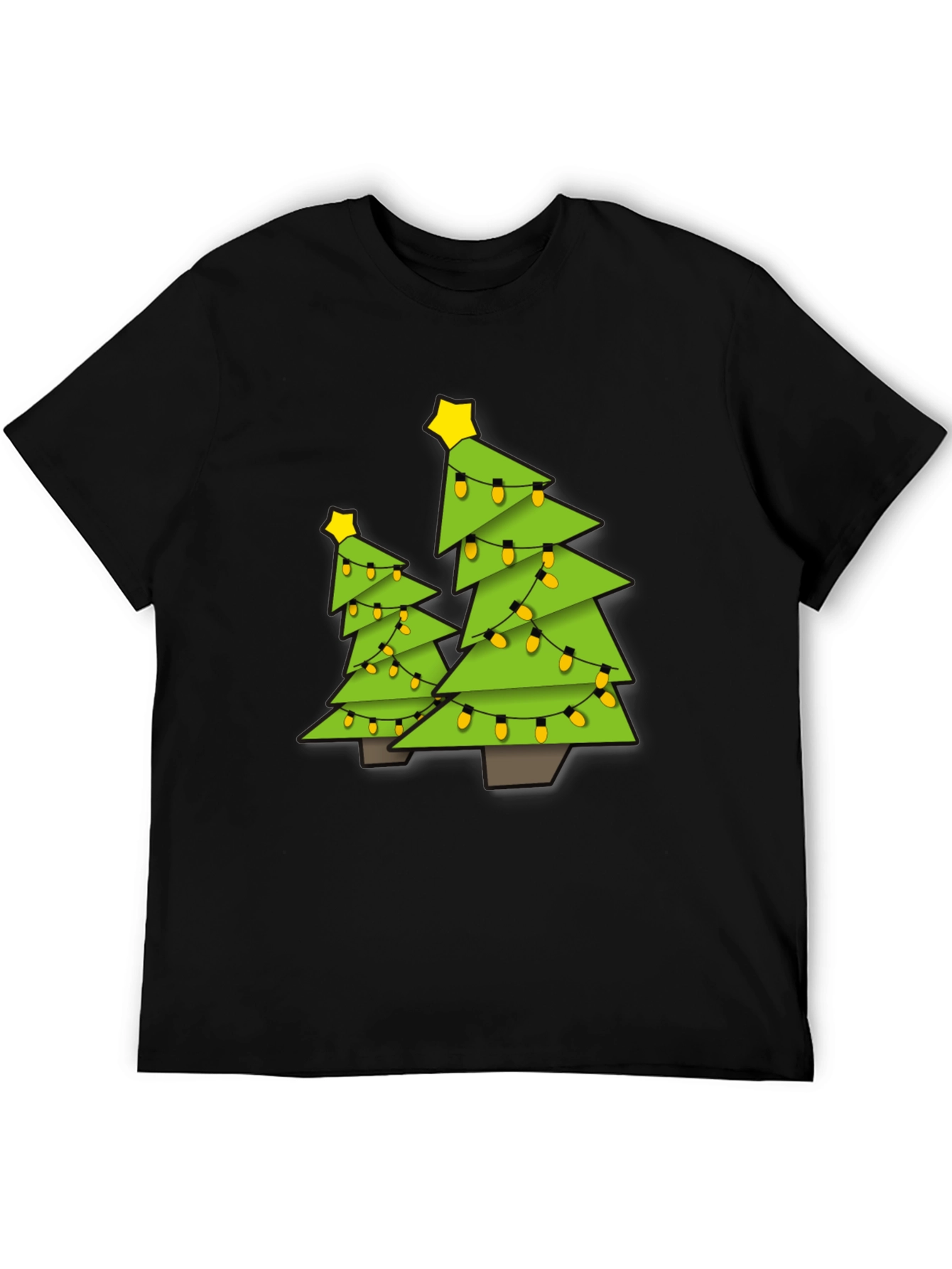 Black Festive Christmas Tree Graphic Tee - Black view 5
