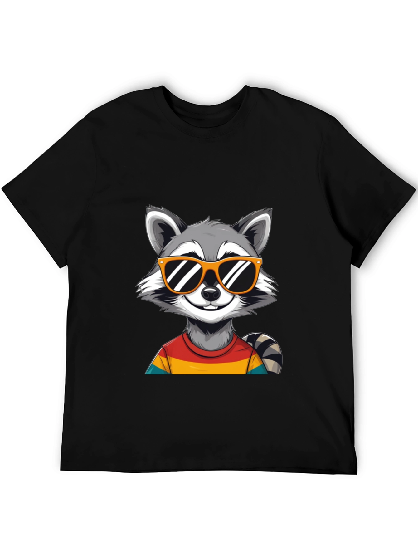 Black Cool Raccoon T-Shirt - Fun Graphic Tee view 5