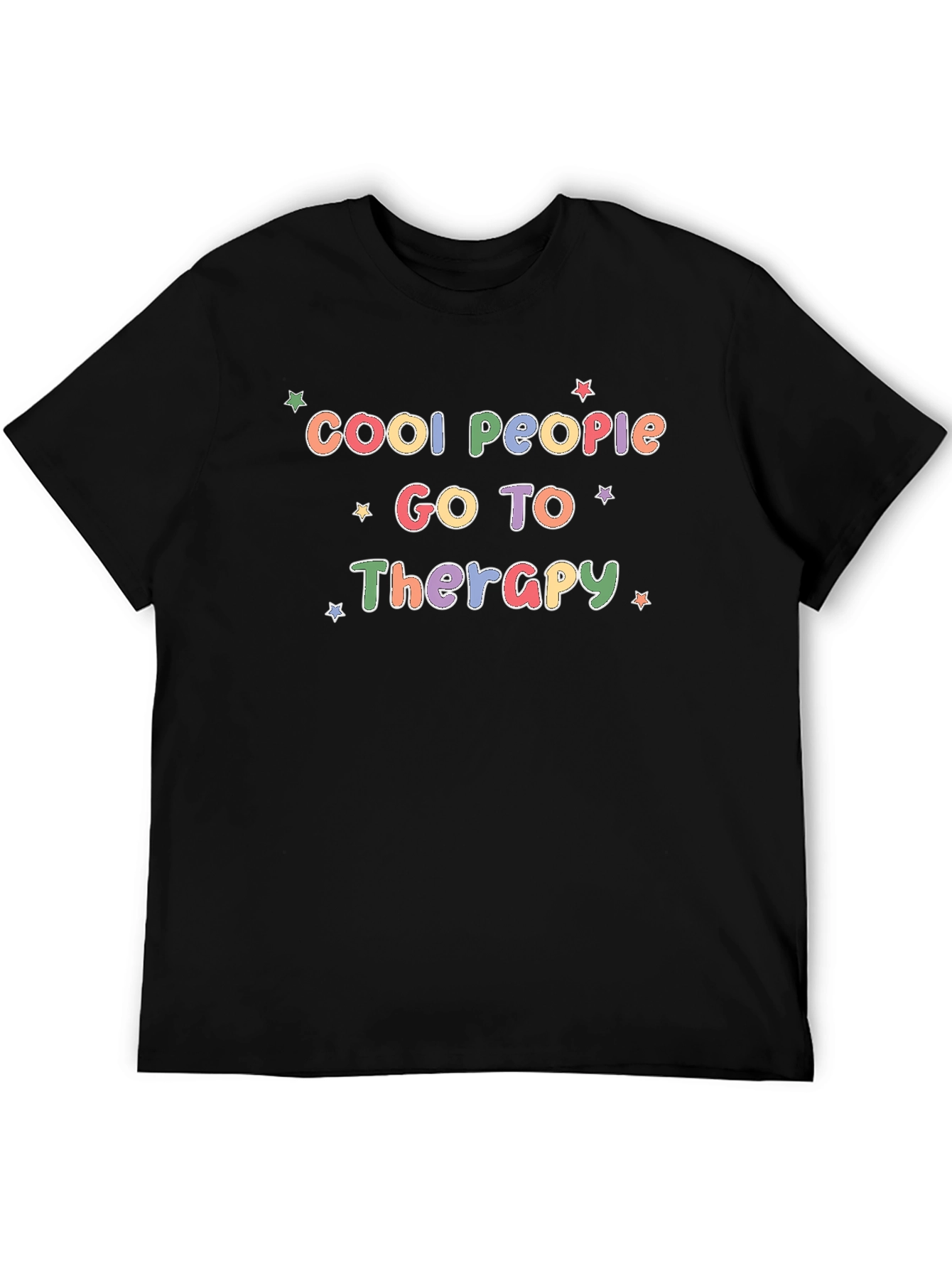 Black Cool People Go To Therapy Black T-Shirt view 5