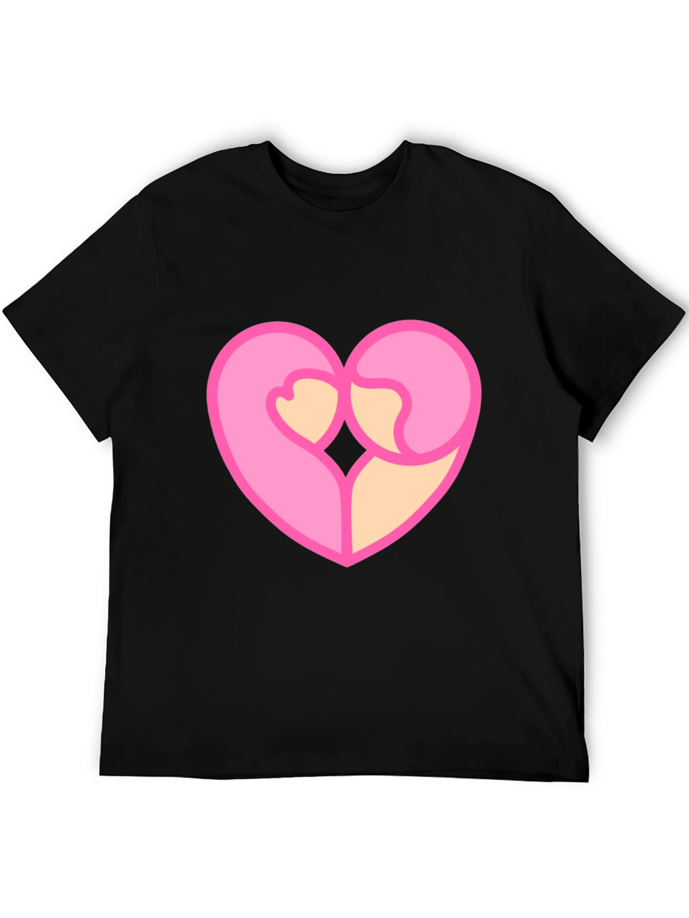 Black Heart Hug Graphic Tee - Black Cotton Blend view 5