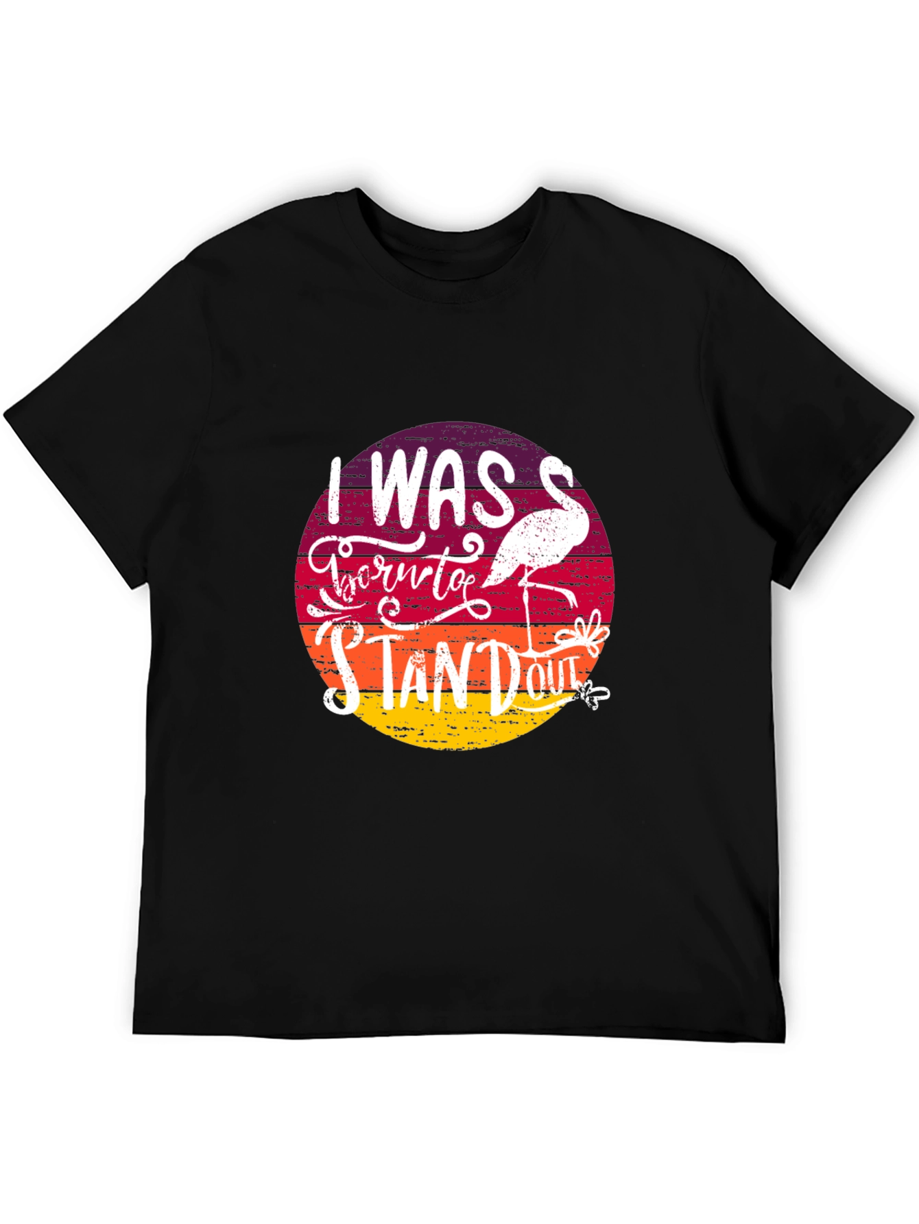 Black Born to Stand Out Flamingo T-Shirt view 5