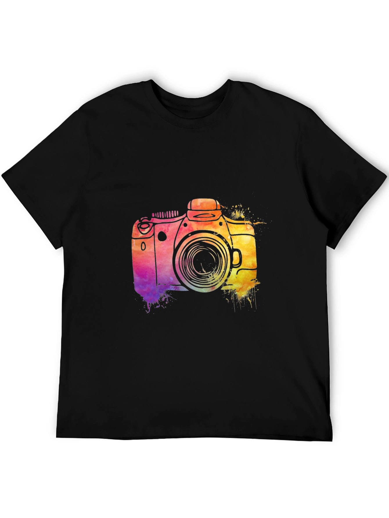 Black Watercolor Camera Graphic T-Shirt view 5