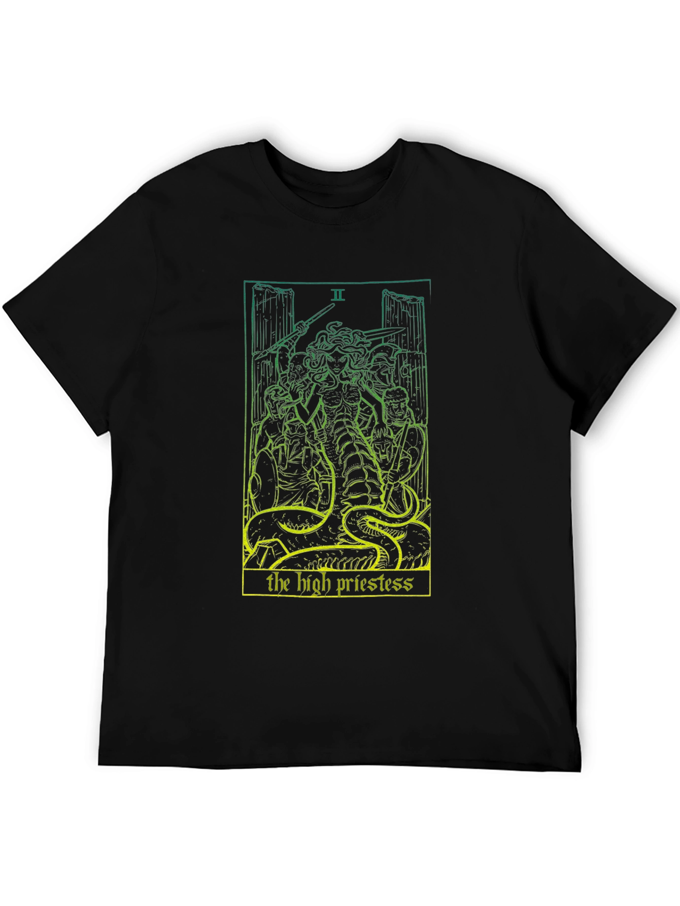 Black The High Priestess Tarot Card T-Shirt - Black view 5