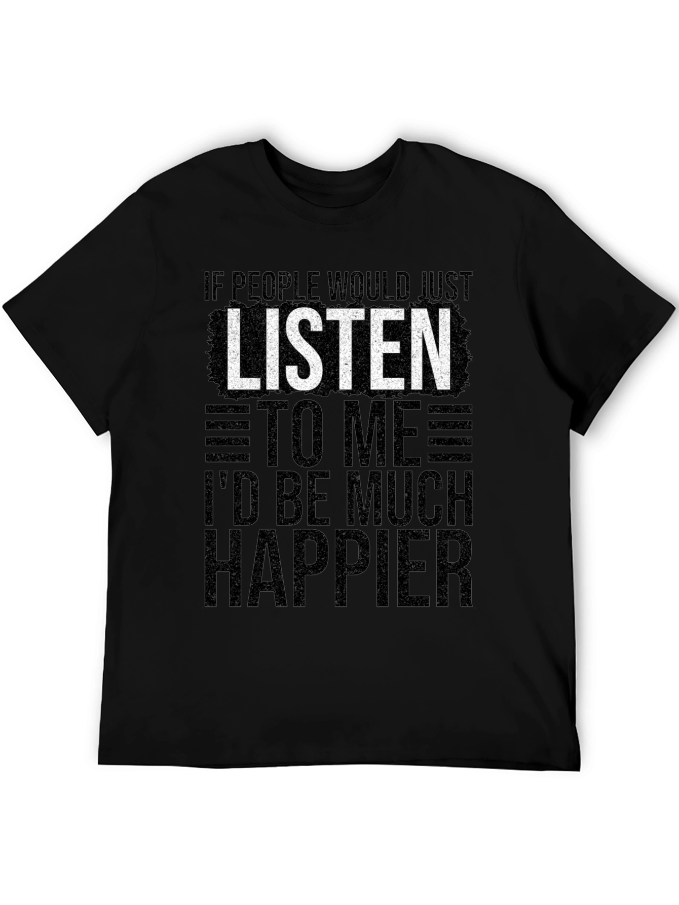 Black Listen To Me Graphic Tee - Mens Black T-Shirt view 5