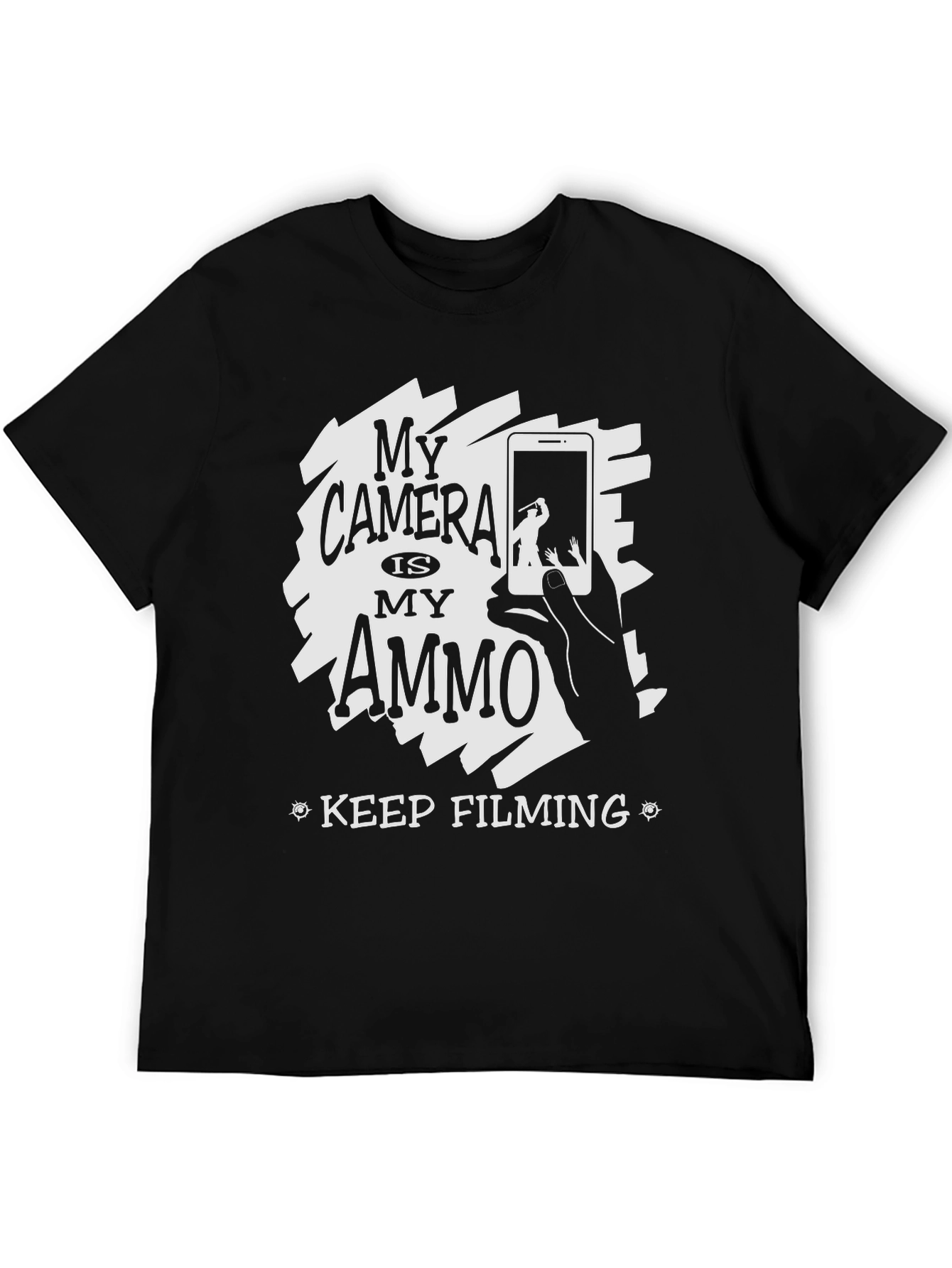 Black My Camera Is My Ammo Black T-Shirt view 5