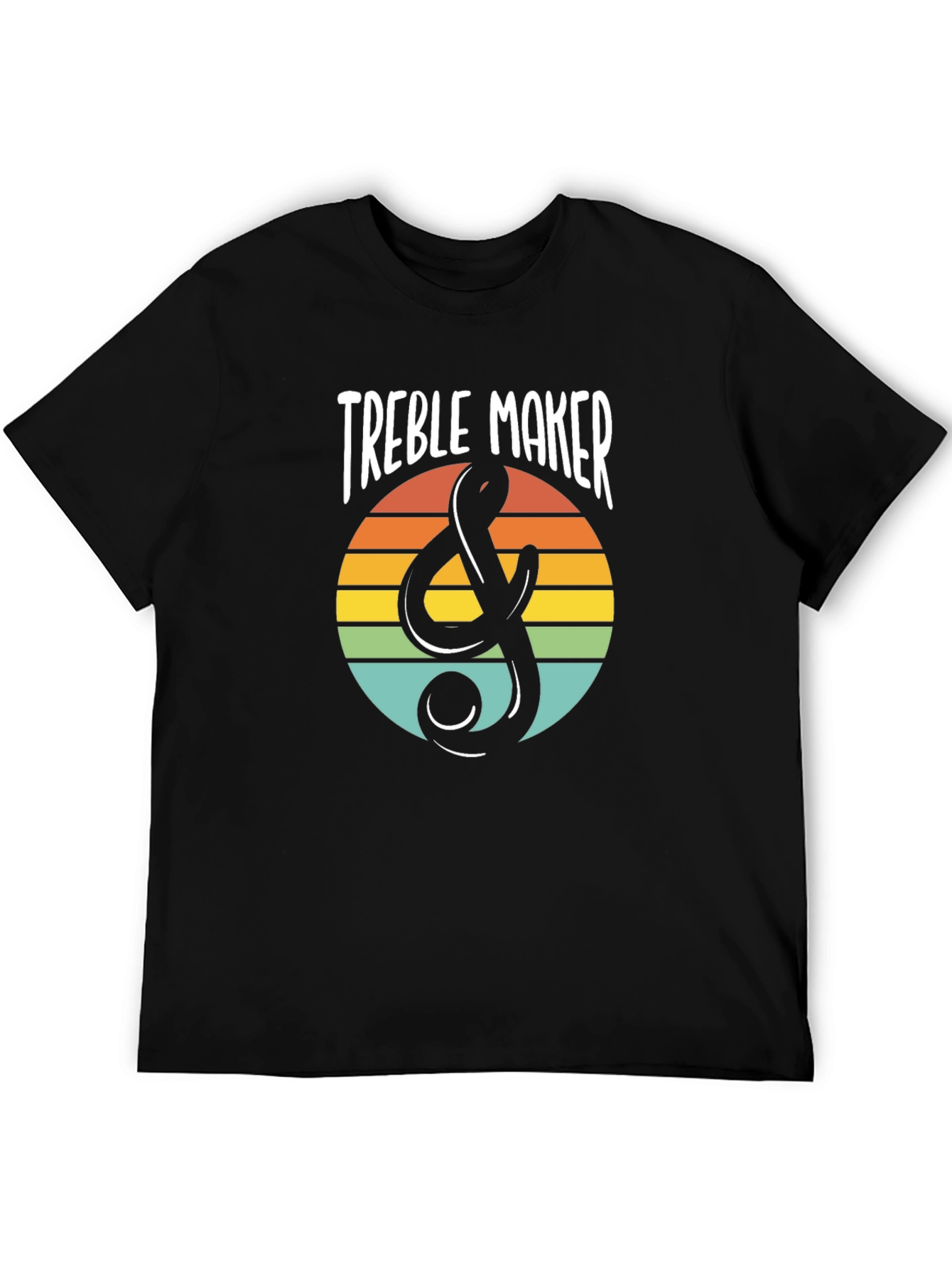 Black Treble Maker Retro Style Music T-Shirt view 5