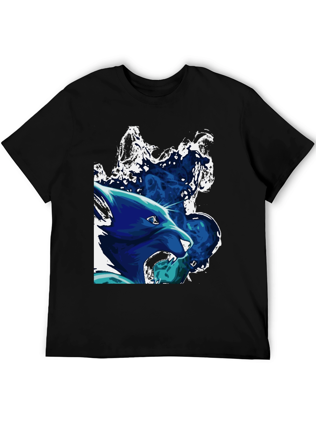 Black Graphic Wolf Black T-Shirt view 5