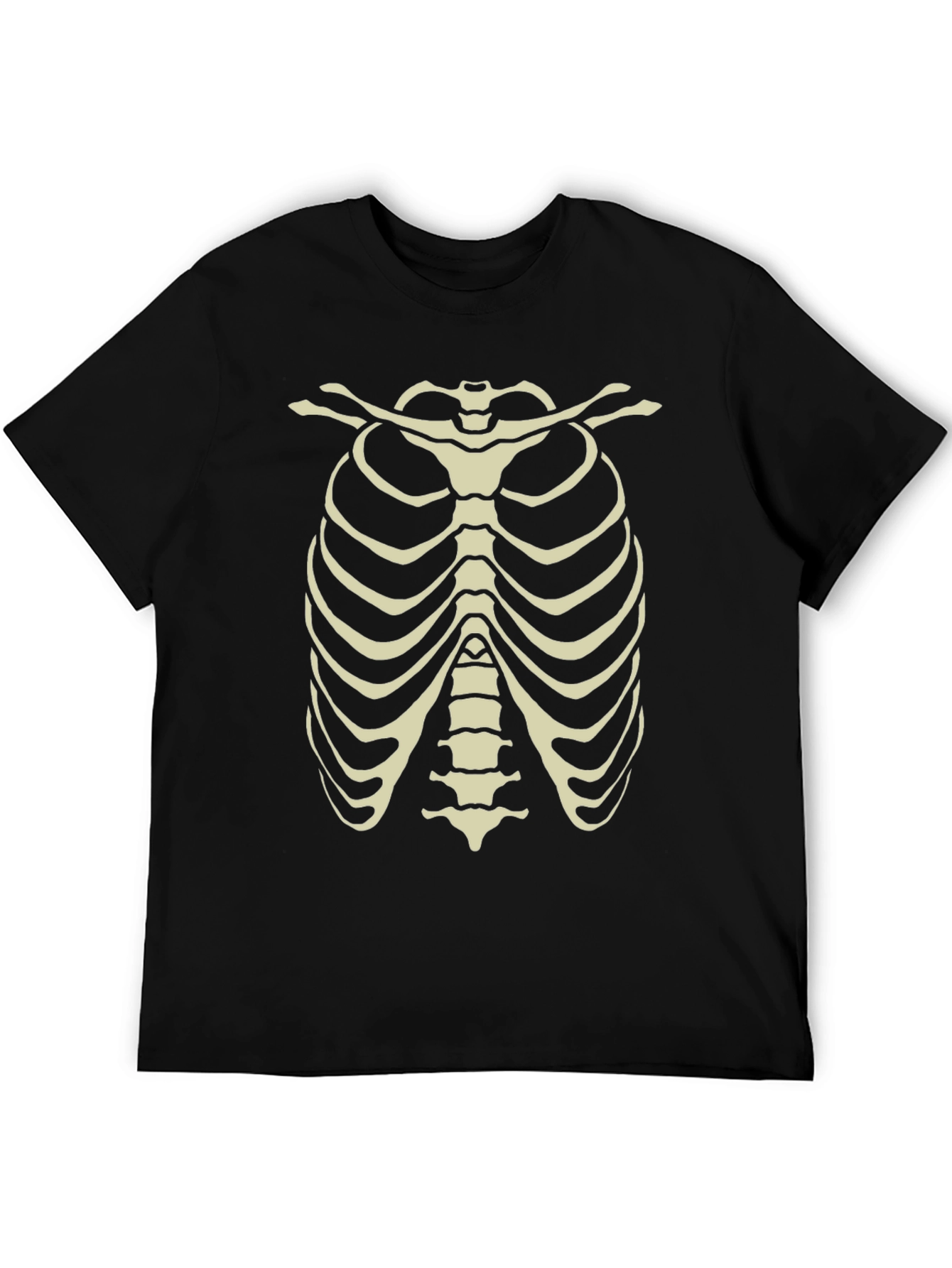 Black Skeleton Rib Cage Graphic Tee - Halloween Costume Shirt view 5