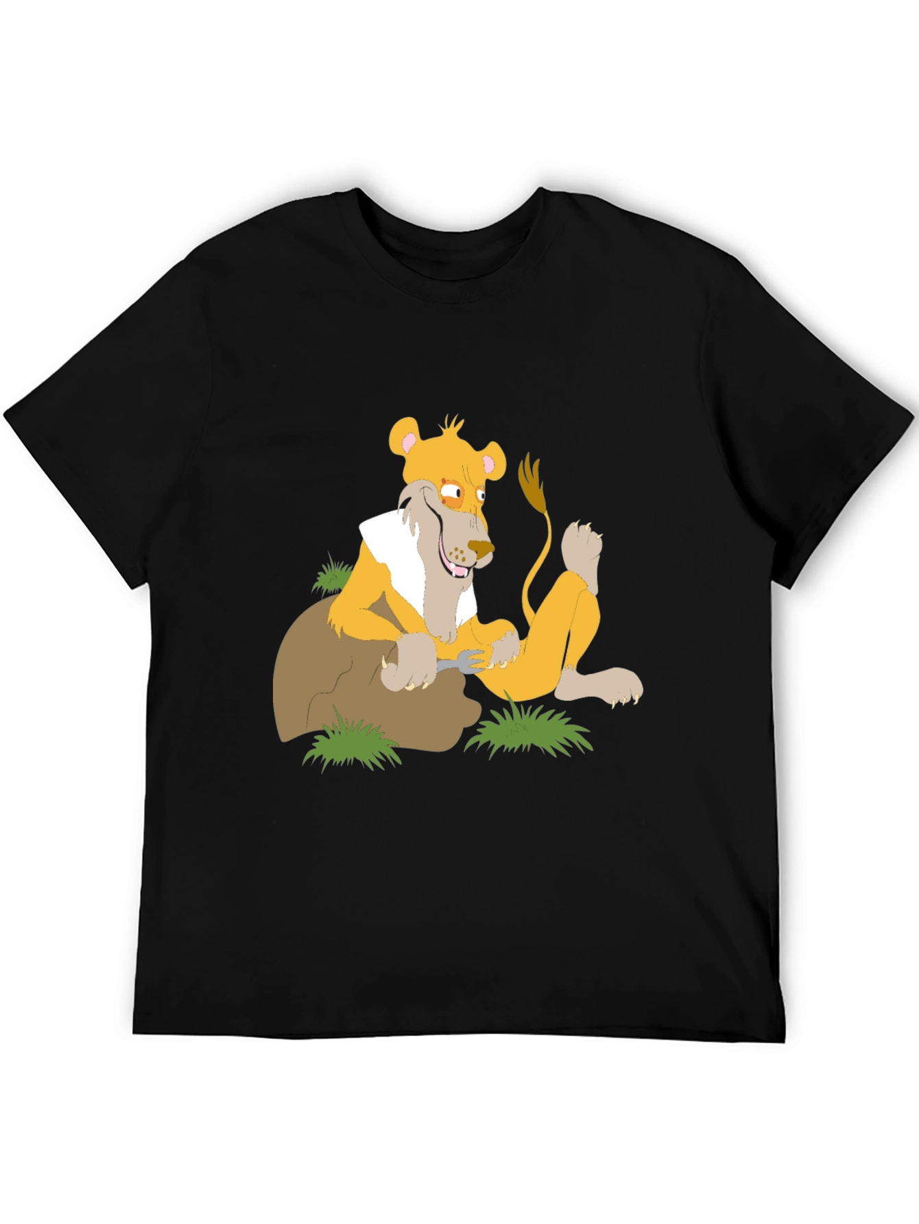 Black Lion Cartoon Graphic T-Shirt - Black view 5