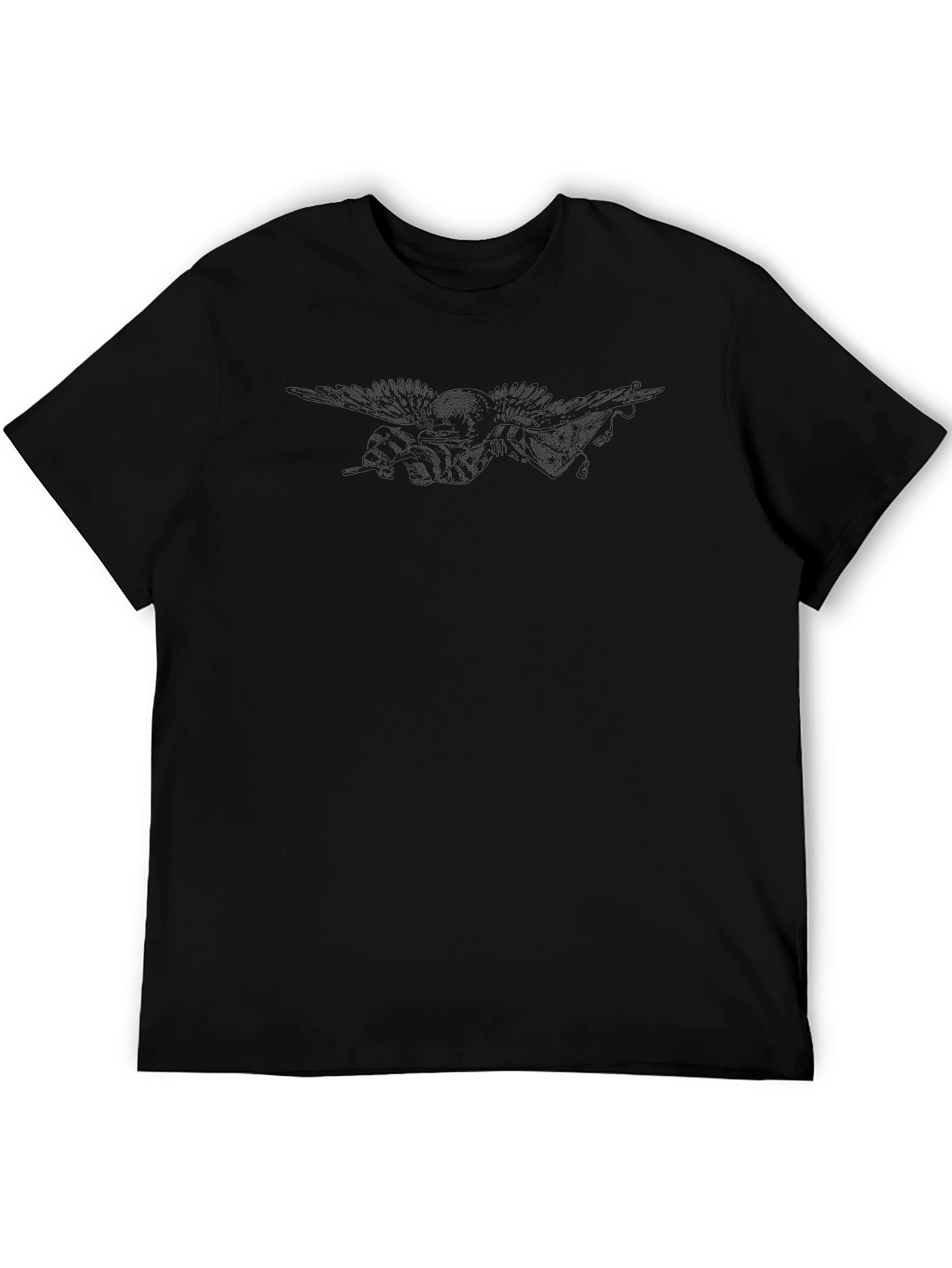 Black Men's Black Crewneck T-Shirt view 5