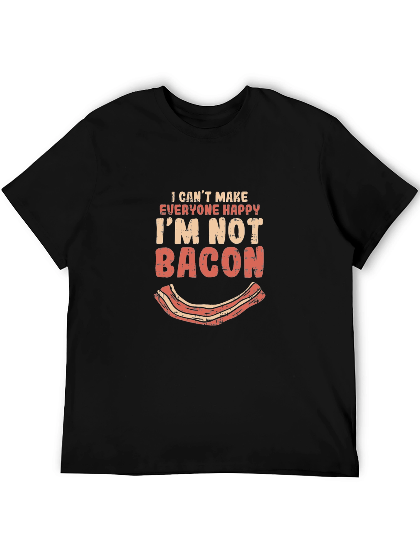 Black Funny Bacon Graphic T-Shirt - I Can't Make Everyone Happy view 5