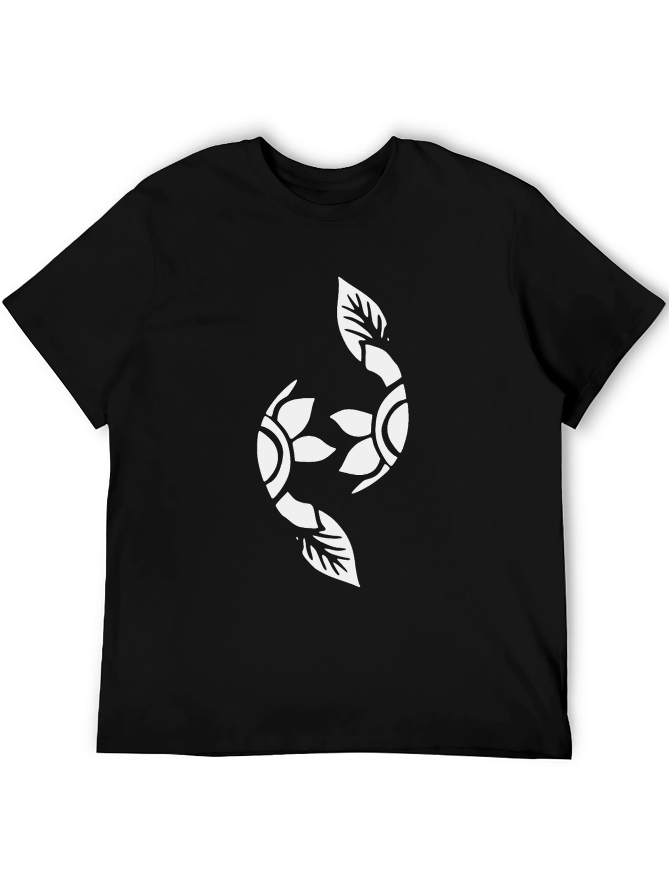 Black Black Graphic Tee with Floral Yin Yang view 5