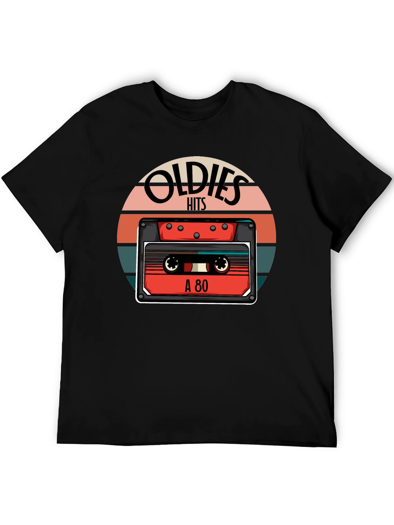 Black Oldies Hits Cassette Tape T-Shirt - Vintage 80s Retro Style Tee view 5
