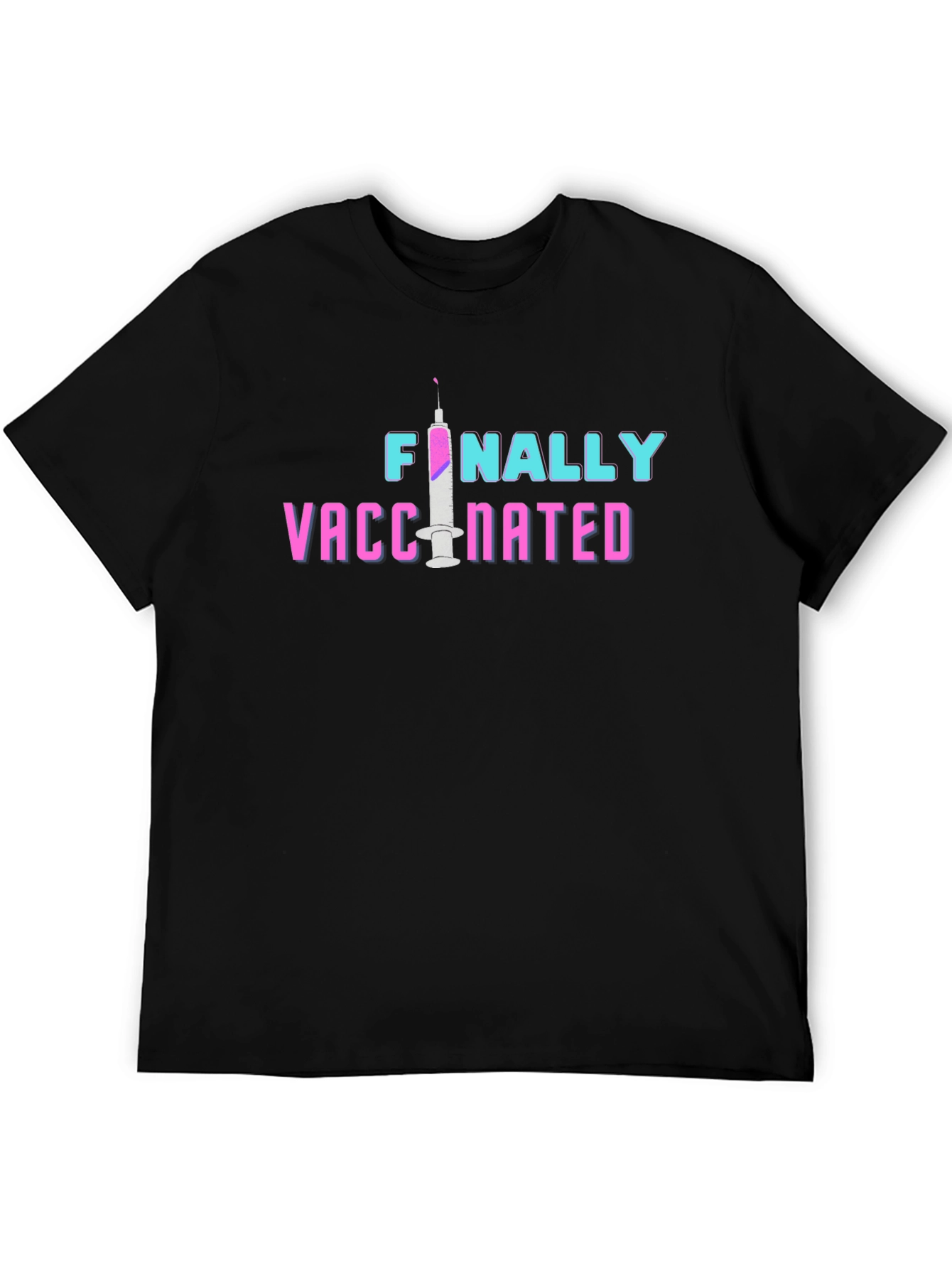 Black Finally Vaccinated Graphic Tee - Unisex Black T-Shirt view 5