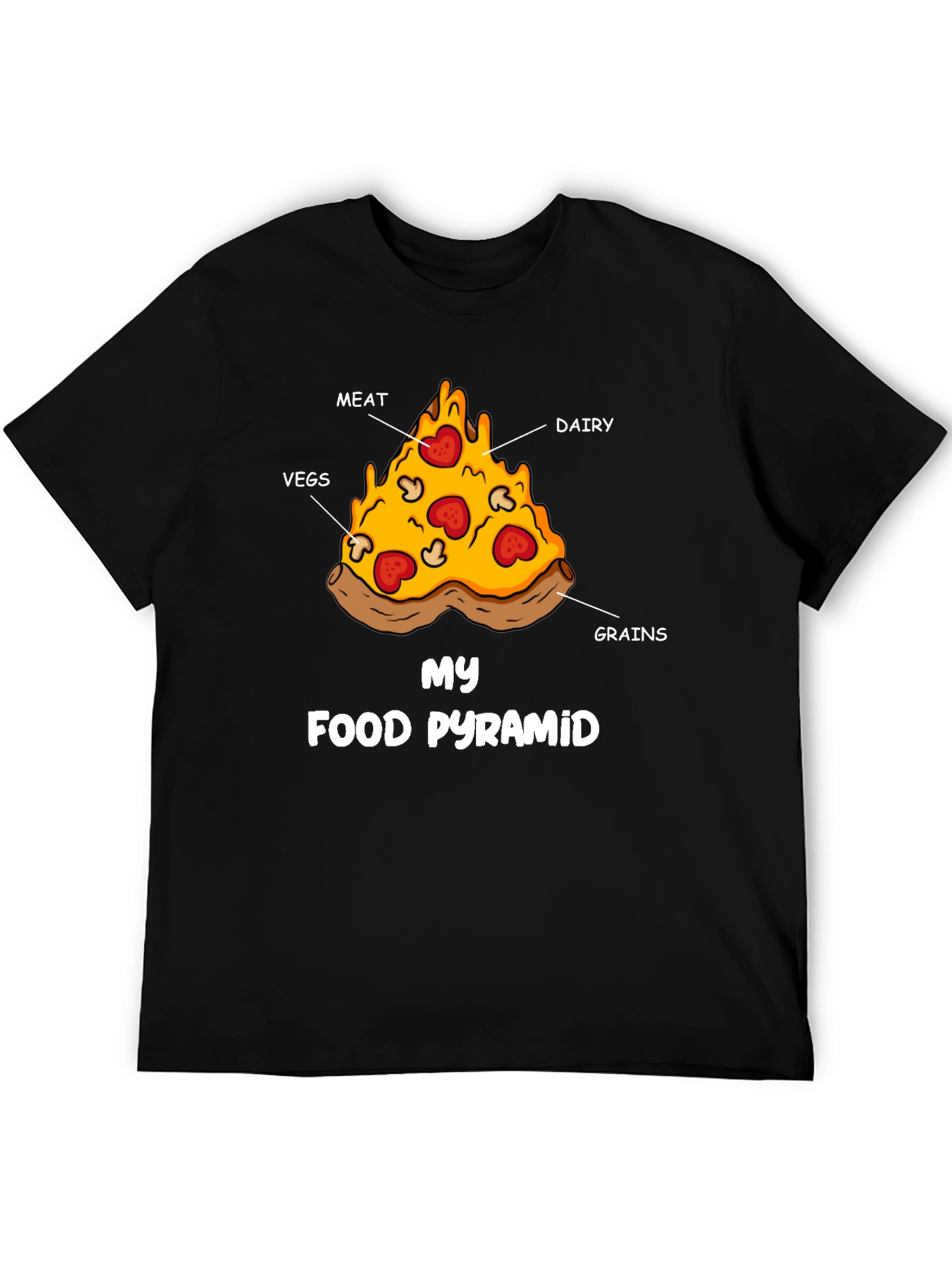 Pizza Food Pyramid Graphic T-Shirt - Funny Foodie Tee - 5