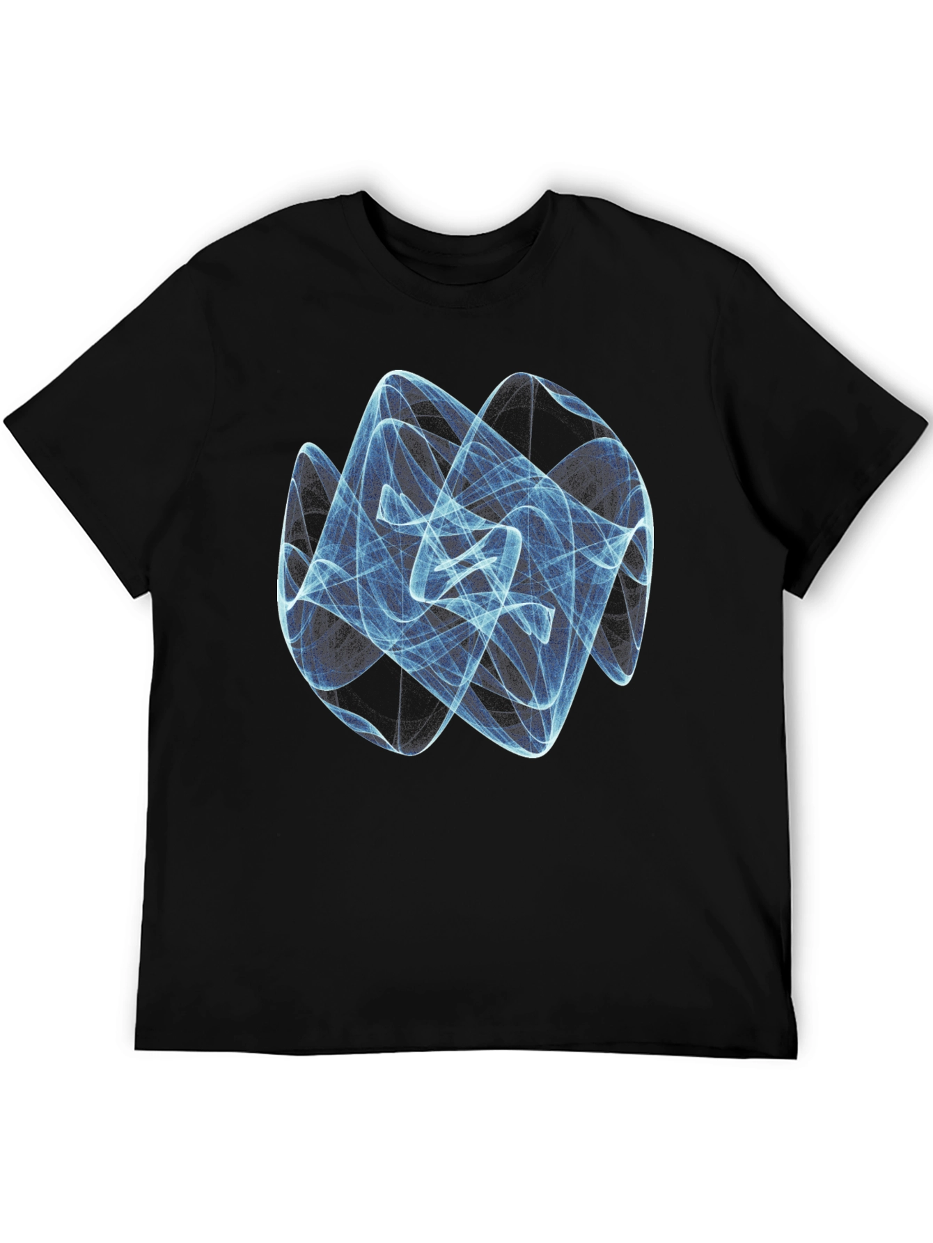 Black Abstract Swirl Graphic Tee - Modern Design, Black Cotton Shirt view 5