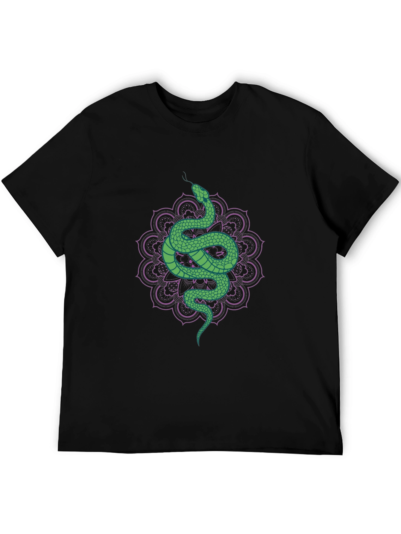 Black Snake Mandala Graphic Tee - Cool Serpent Design view 5