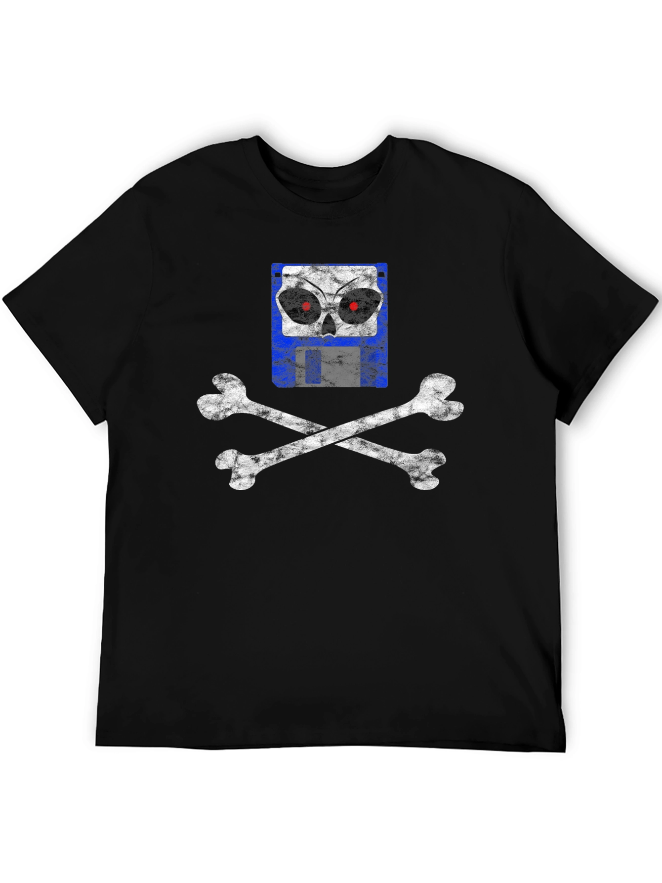Black Floppy Skull T-Shirt - Vintage Geek Tee view 5