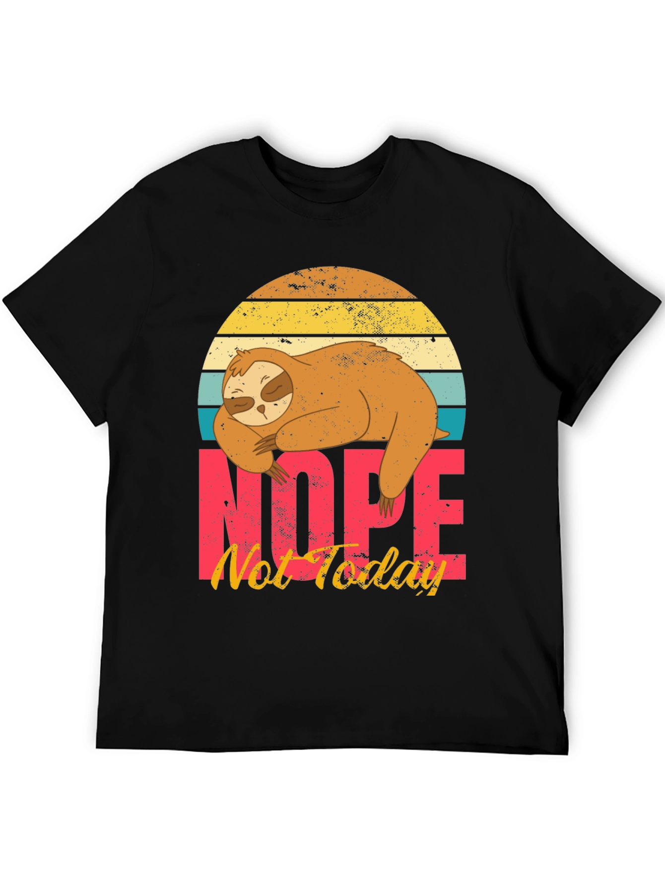 Black Nope, Not Today Sloth Graphic T-Shirt view 5