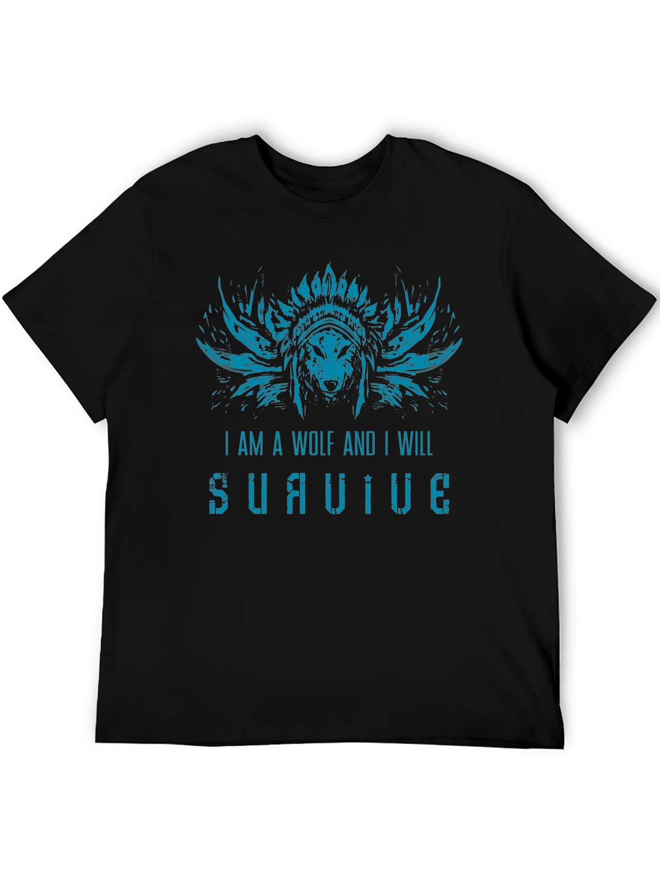 Black Wolf Survive Graphic T-Shirt view 5