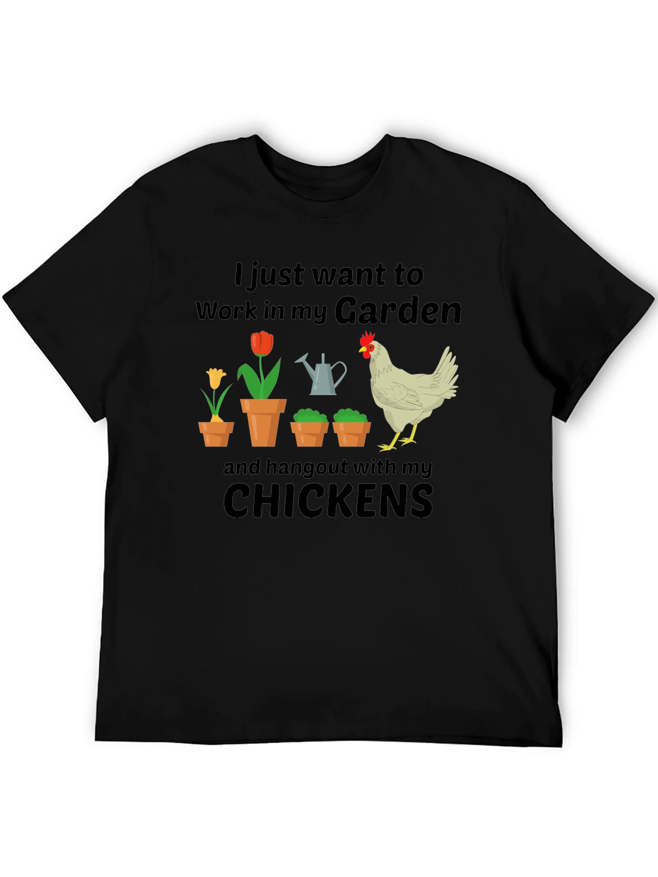 Black Gardening & Chickens T-Shirt view 5