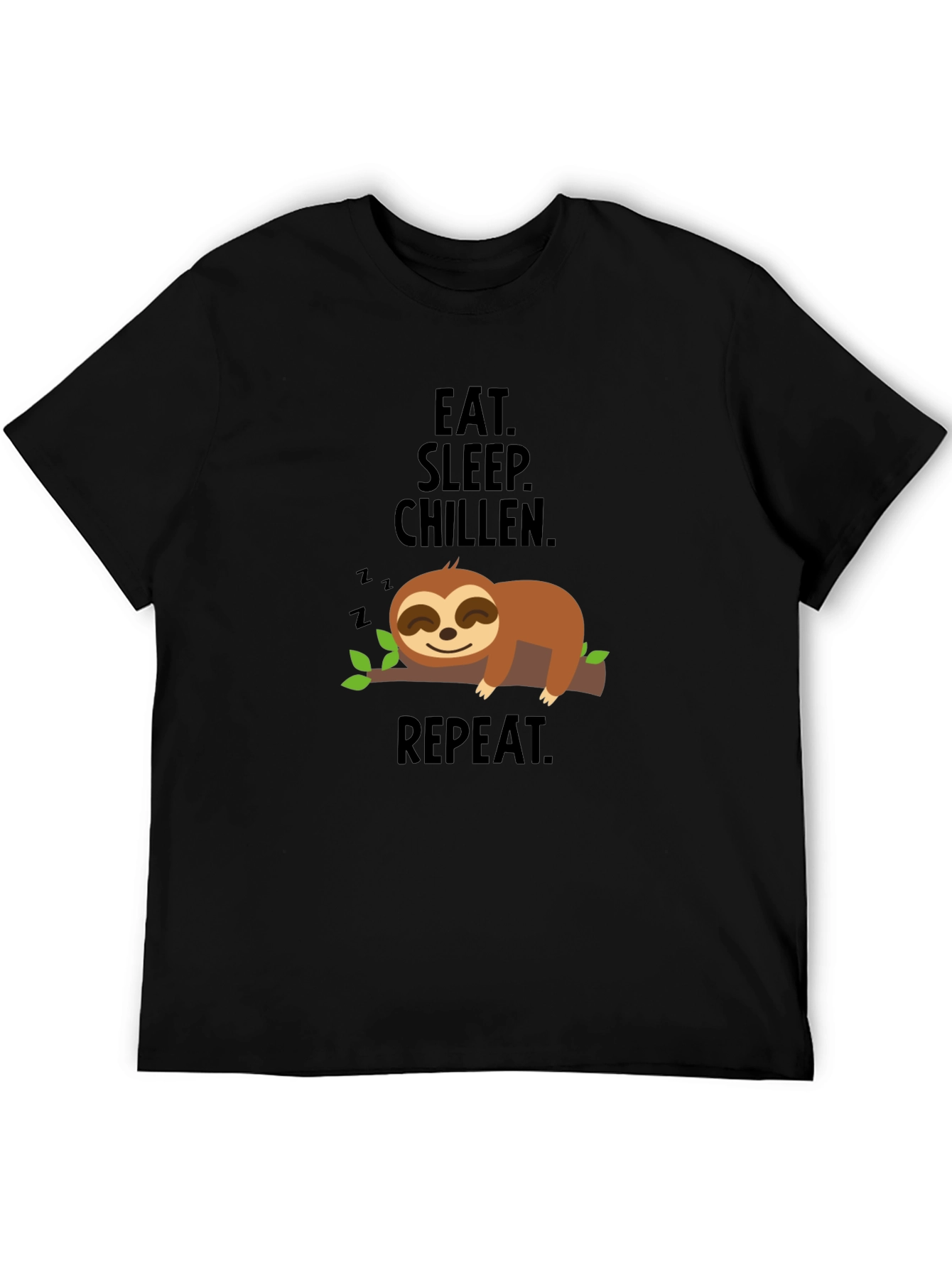 Black Eat Sleep Chillen Sloth Graphic T-Shirt view 5