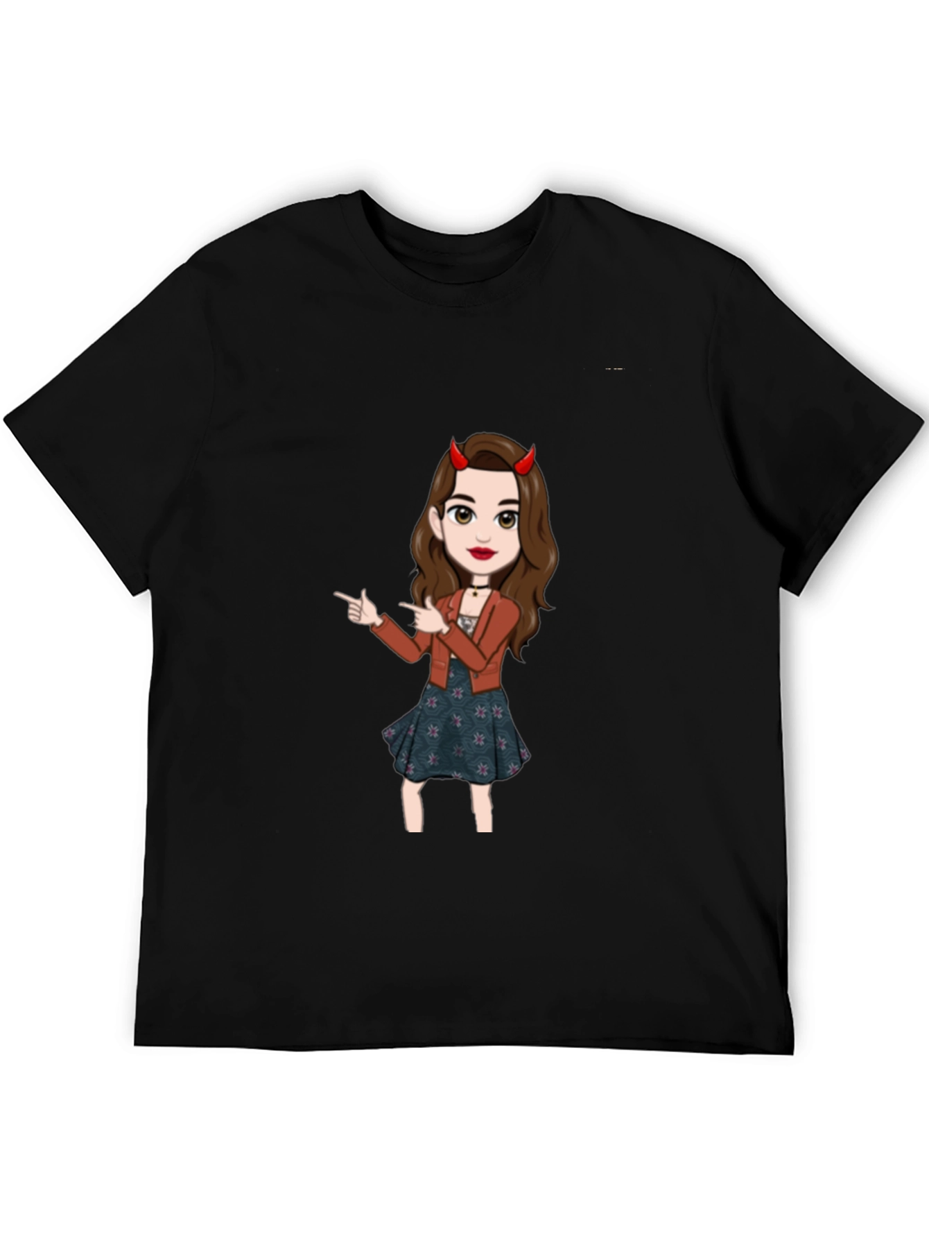 Black Fun Devil Girl Graphic Tee - Black Cotton Blend view 5