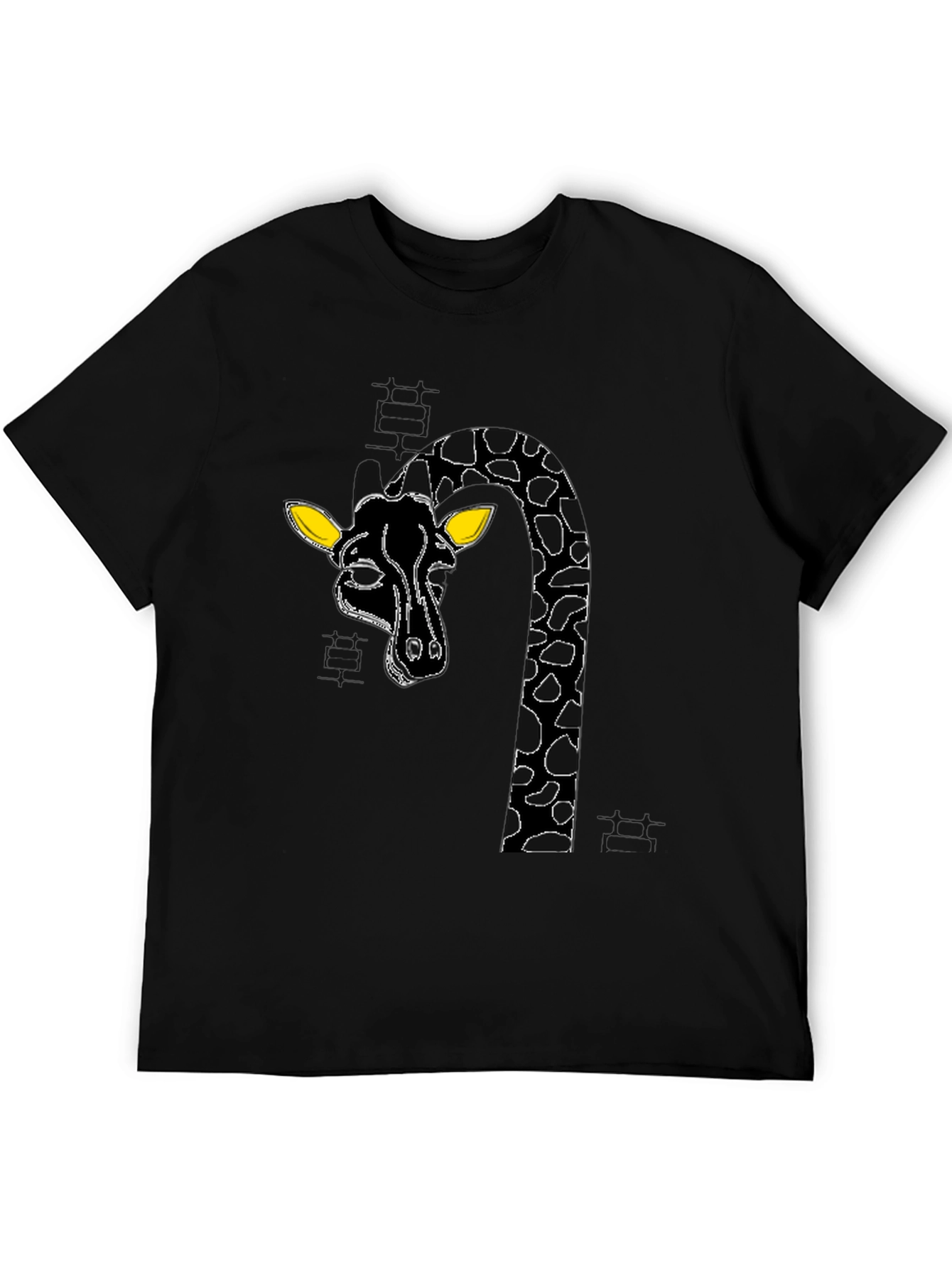 Black Giraffe Graphic Tee - Quirky Black Cotton T-Shirt view 5
