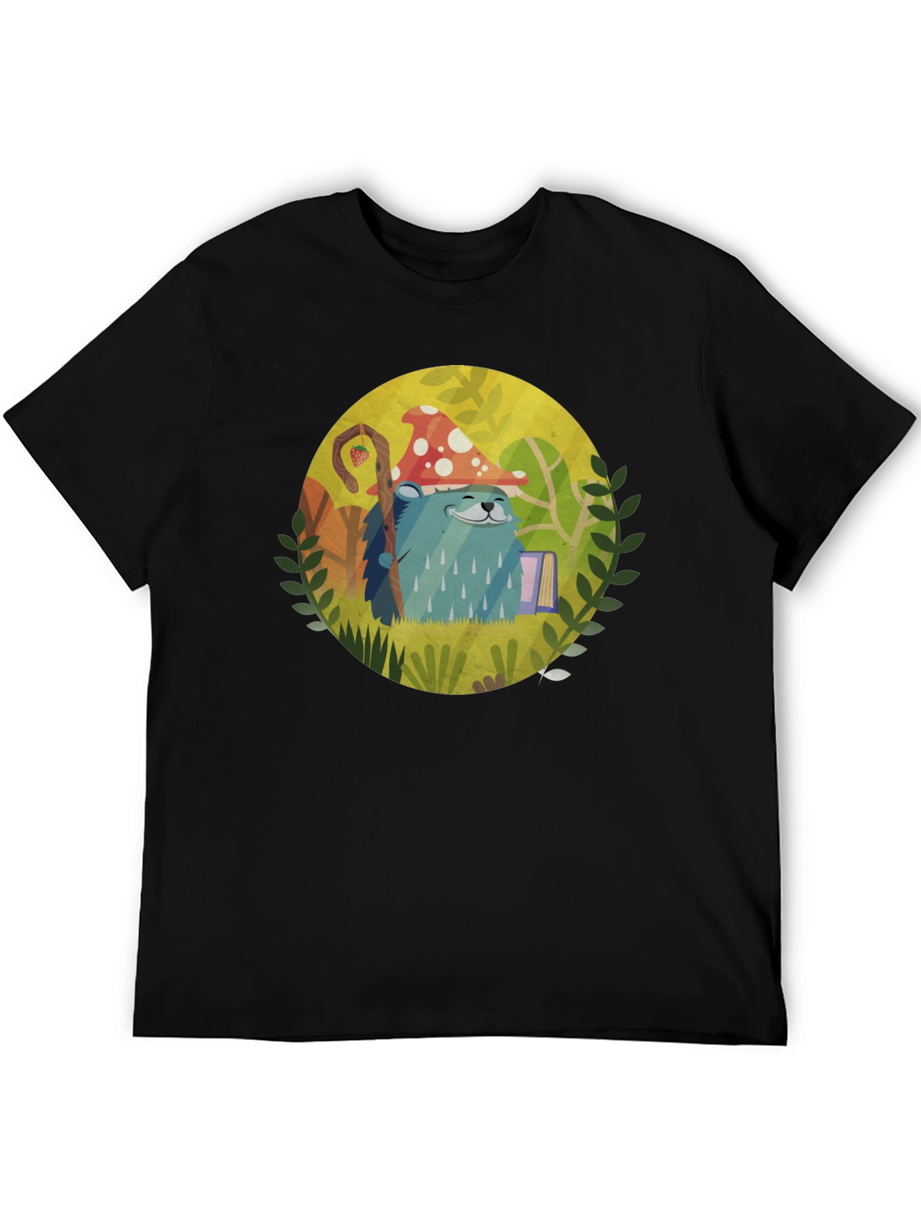 Black Whimsical Hedgehog T-Shirt view 5