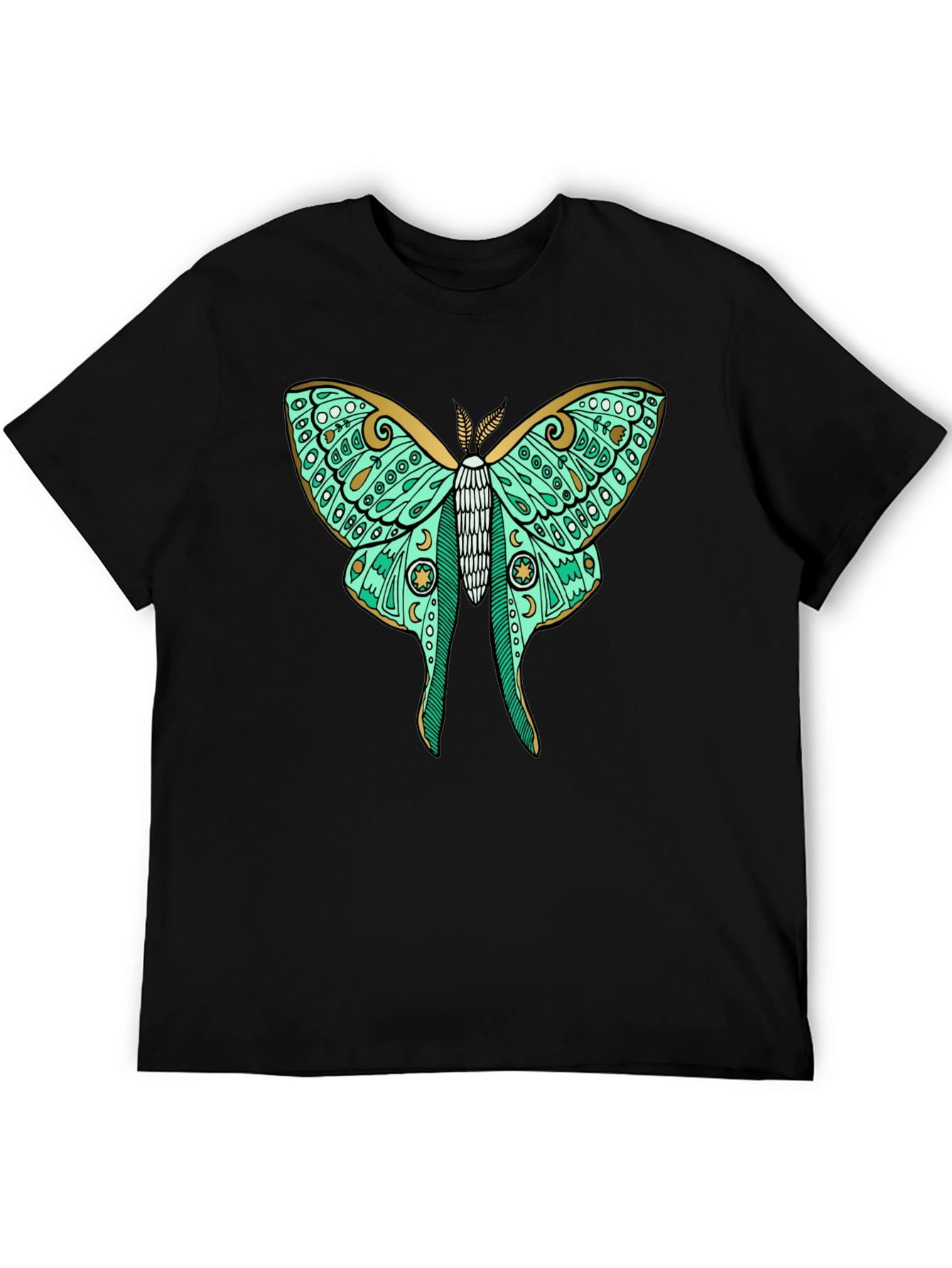Black Luna Moth Graphic Tee - Black Cotton T-Shirt view 5
