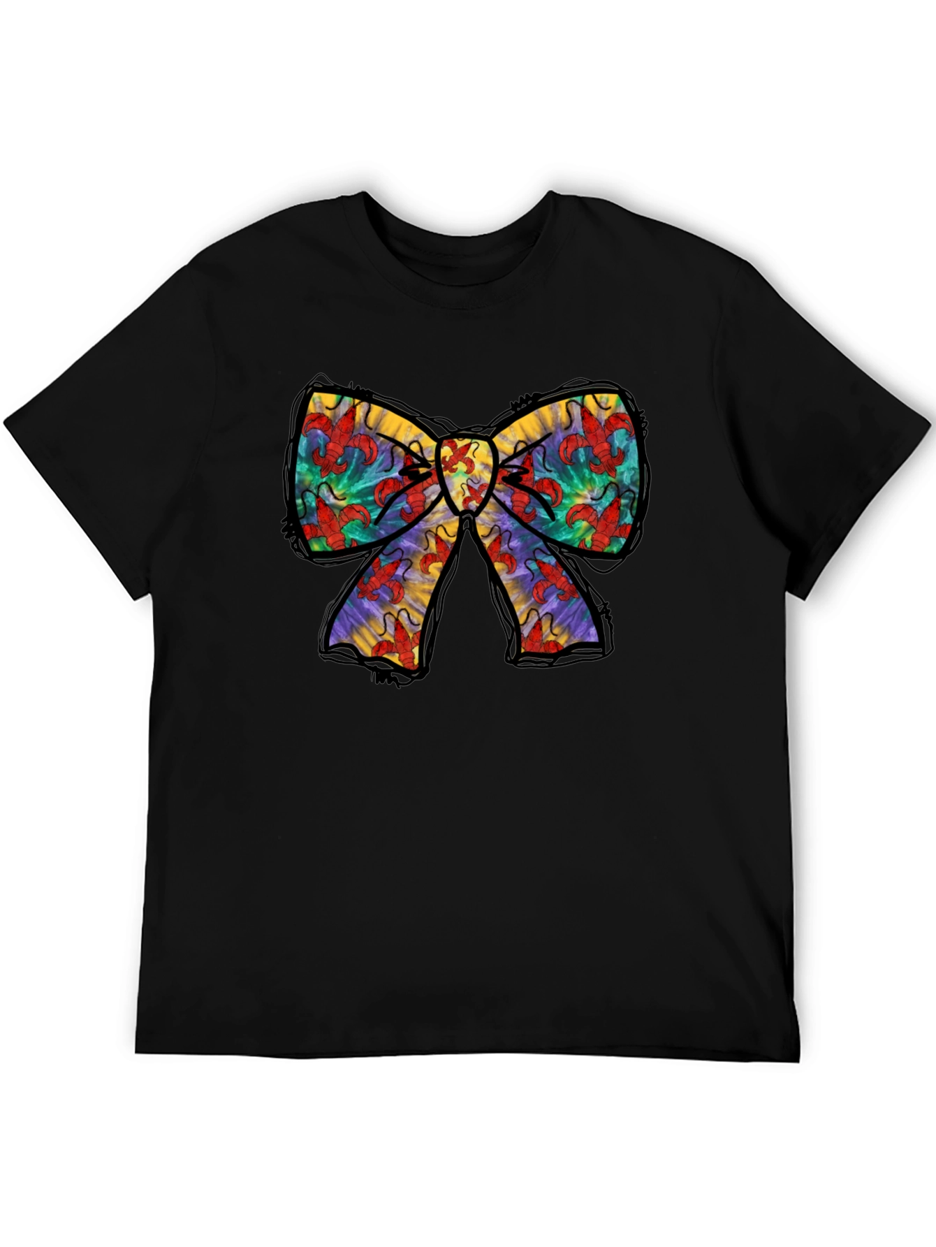 Black Crawfish Bow Tie Graphic T-Shirt view 5