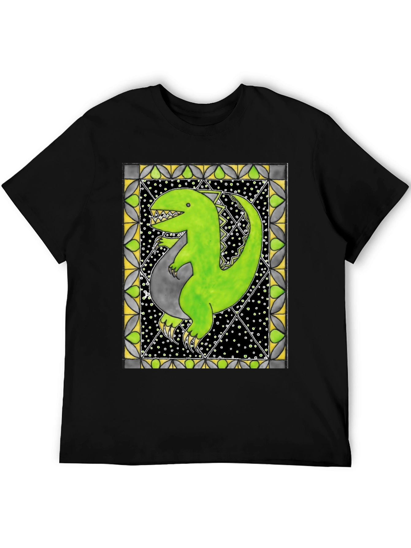 Black Dinosaur T-Shirt - Funky Graphic Tee view 5