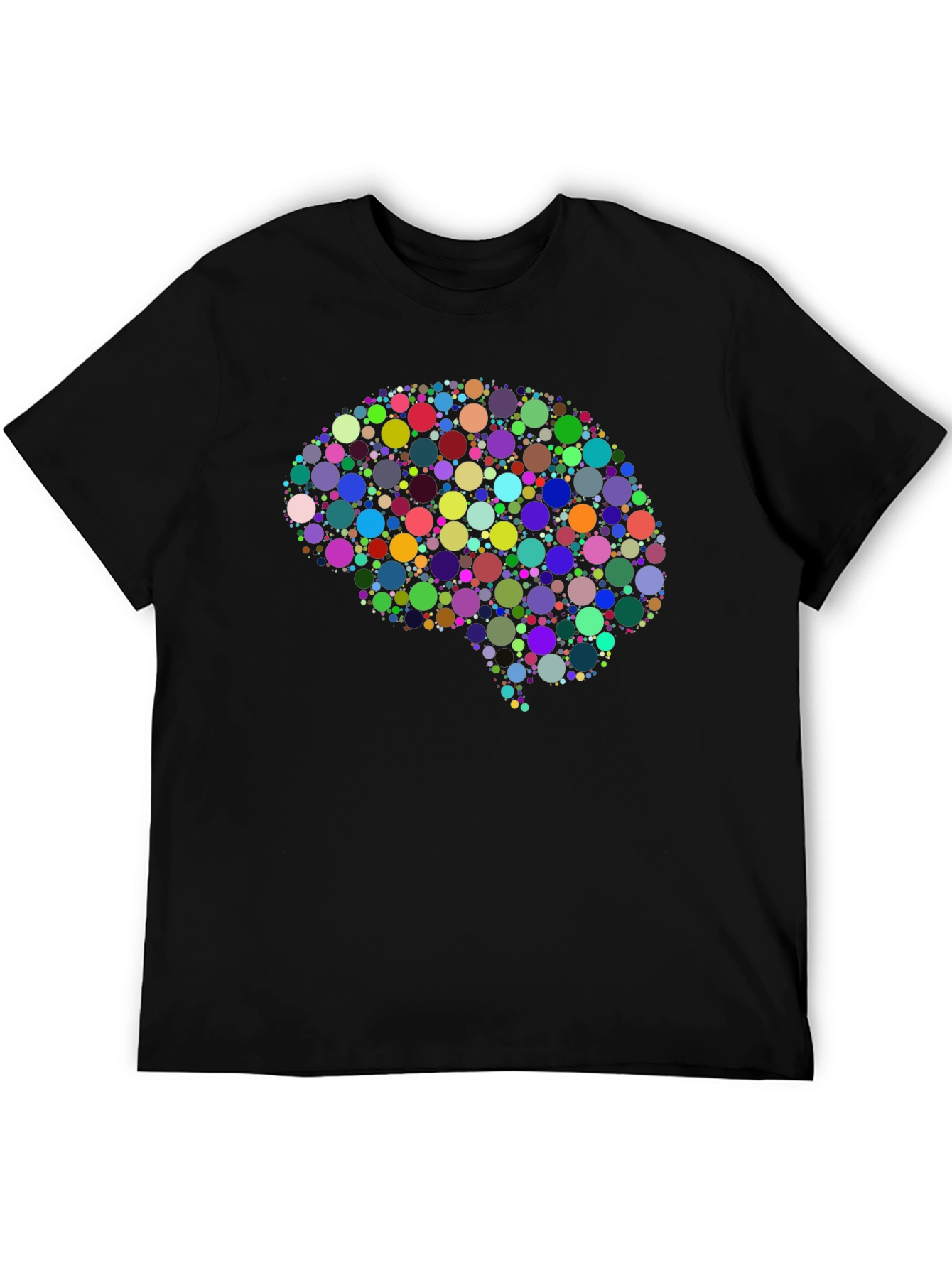 Black Colorful Brain Graphic Tee - Black Cotton T-Shirt view 5