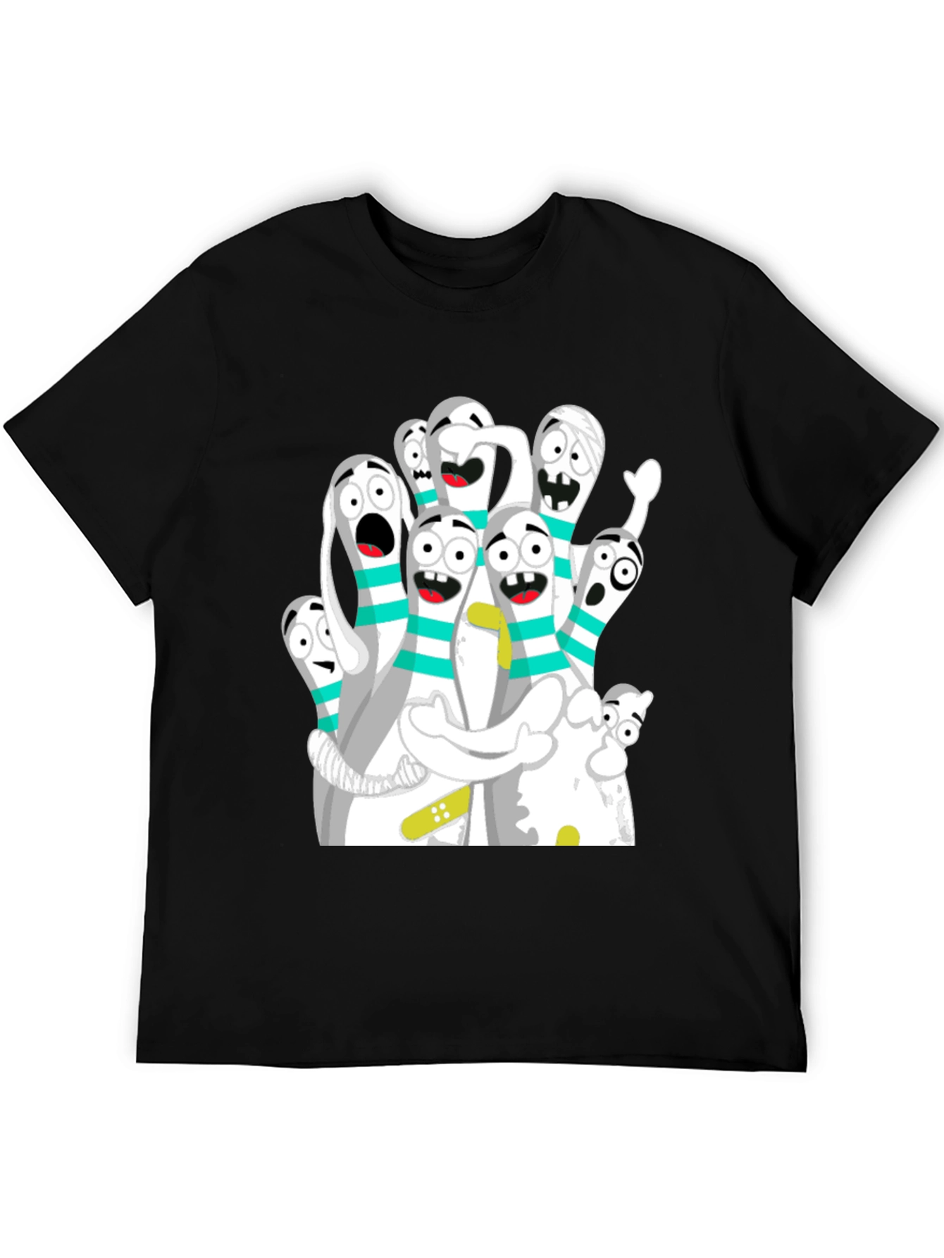 Black Cartoon Bowling Pin Graphic Tee - Black view 5
