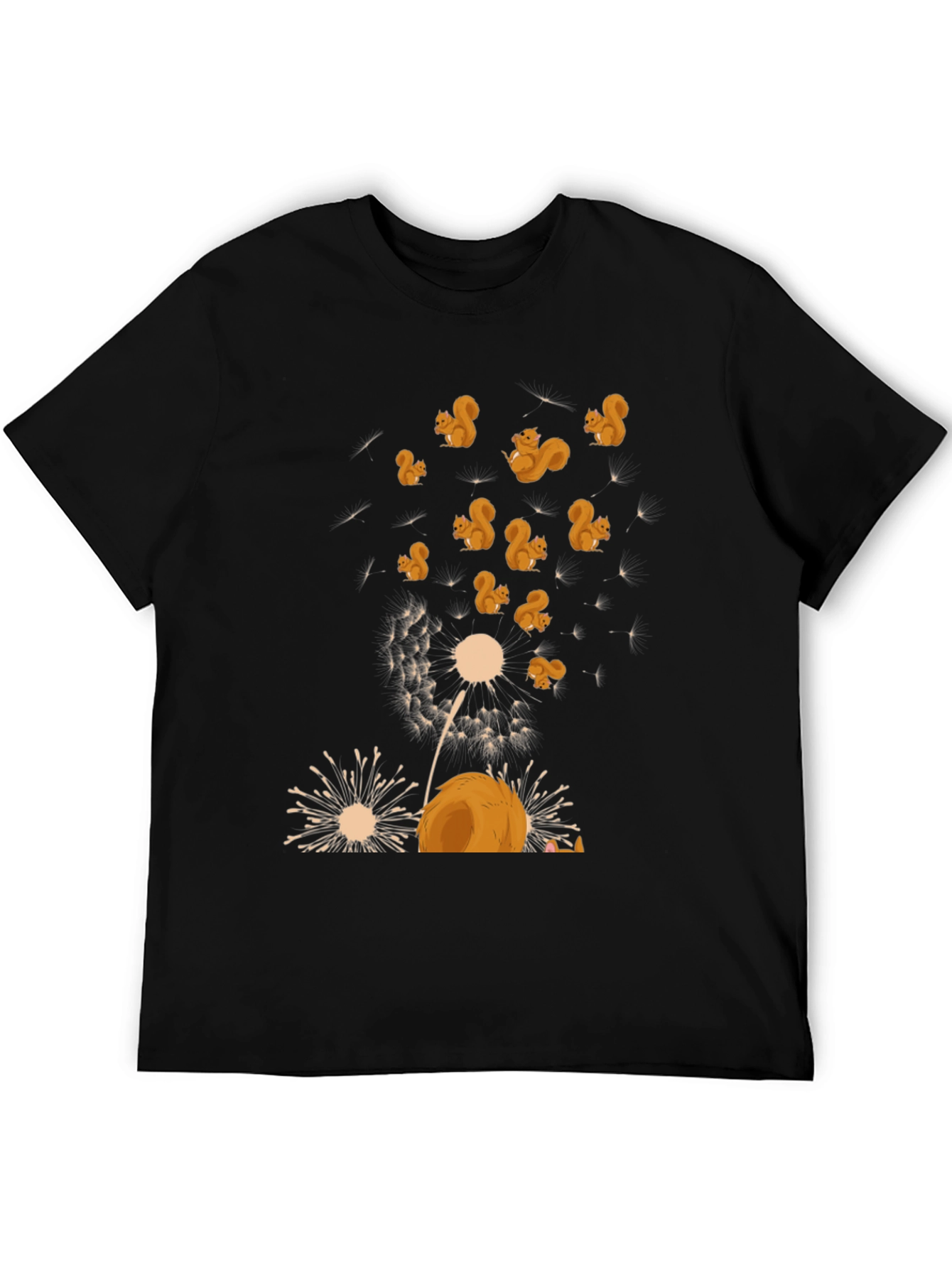 Black Squirrel Dandelion T-Shirt - Whimsical Graphic Tee view 5