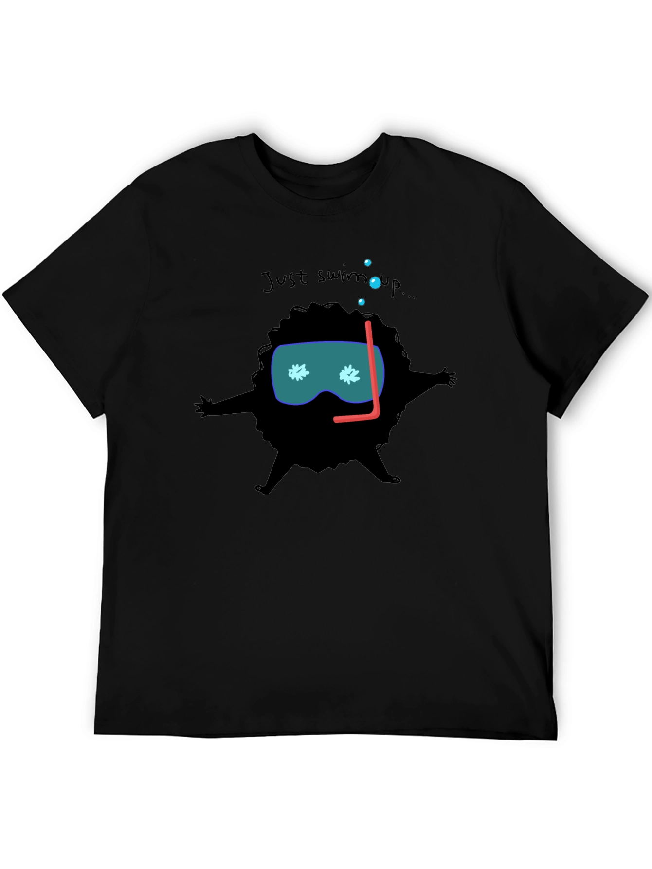 Black Funny Diver Cartoon Black T-Shirt view 5