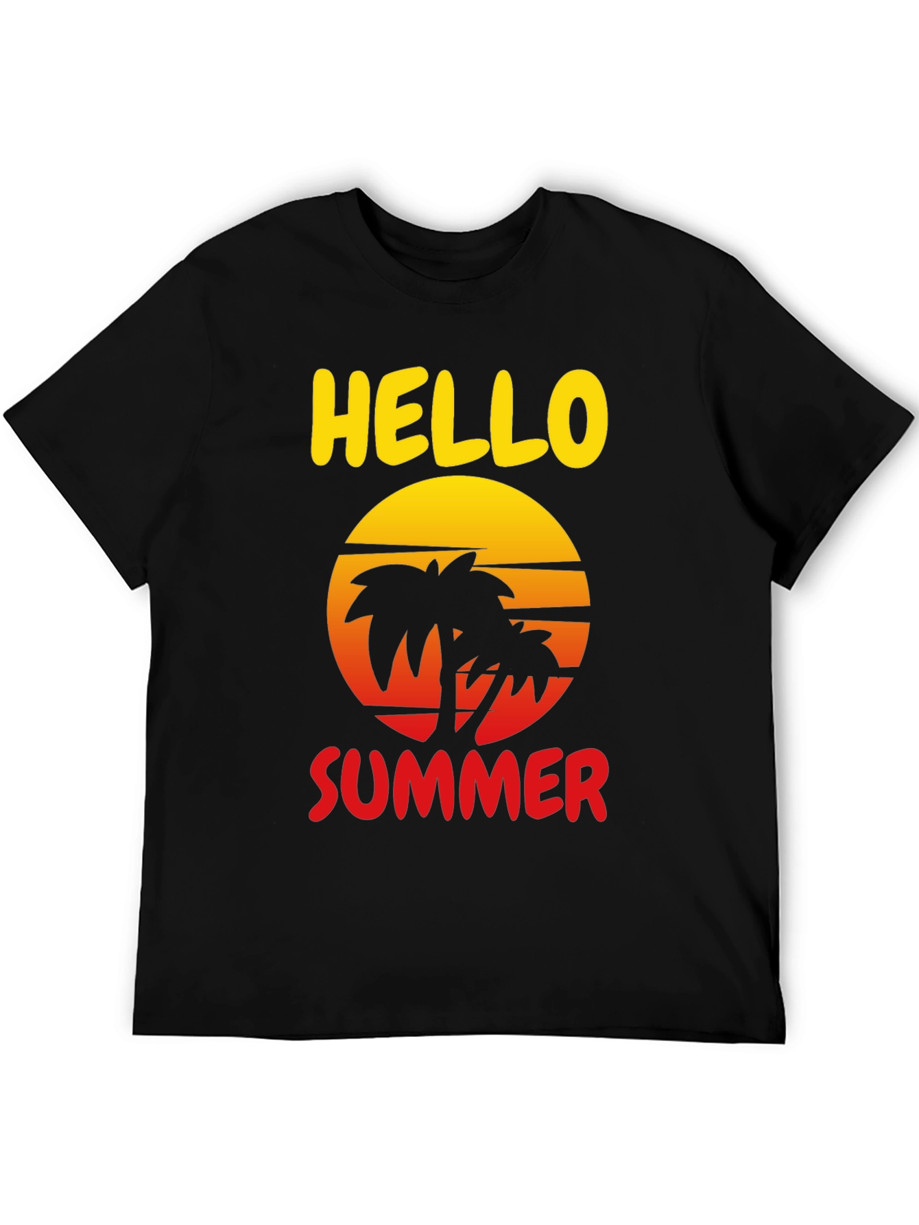 Black Hello Summer Palm Tree Graphic Tee view 5