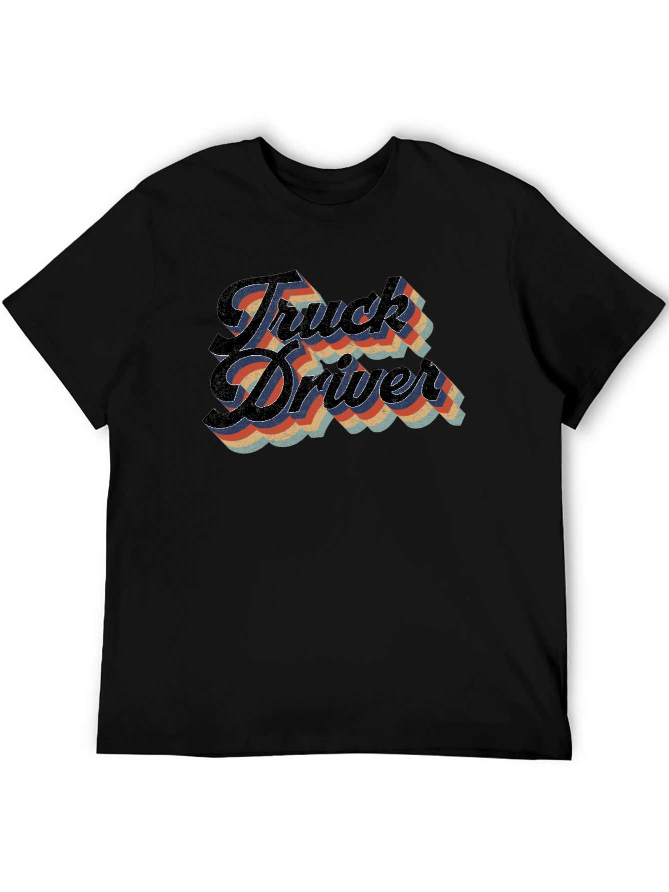 Black Truck Driver Retro Style T-Shirt view 5