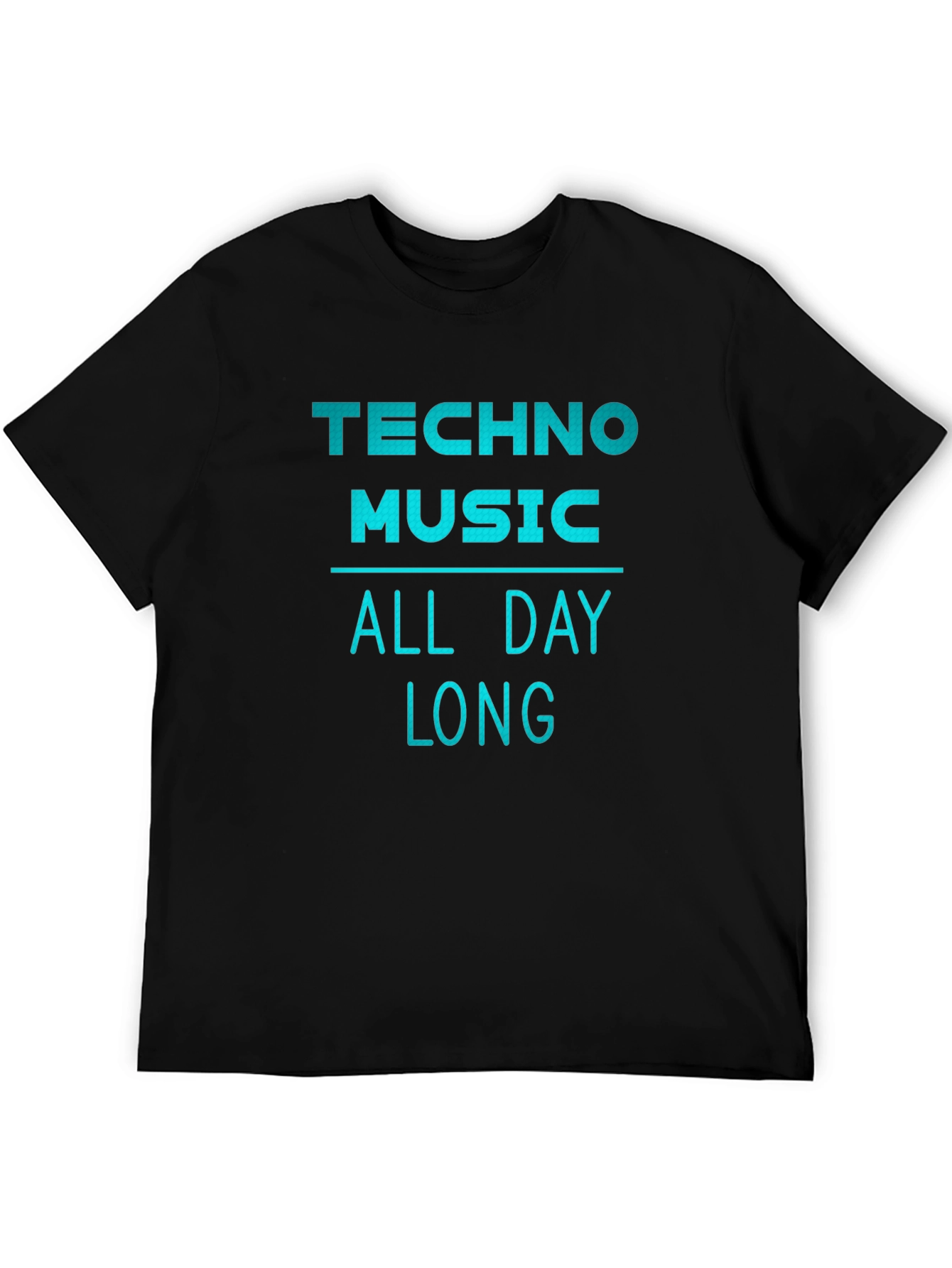 Black Techno Music All Day Long Graphic T-Shirt view 5