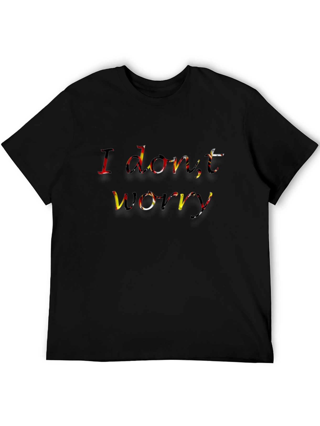 Black I don't worry black T-shirt view 5
