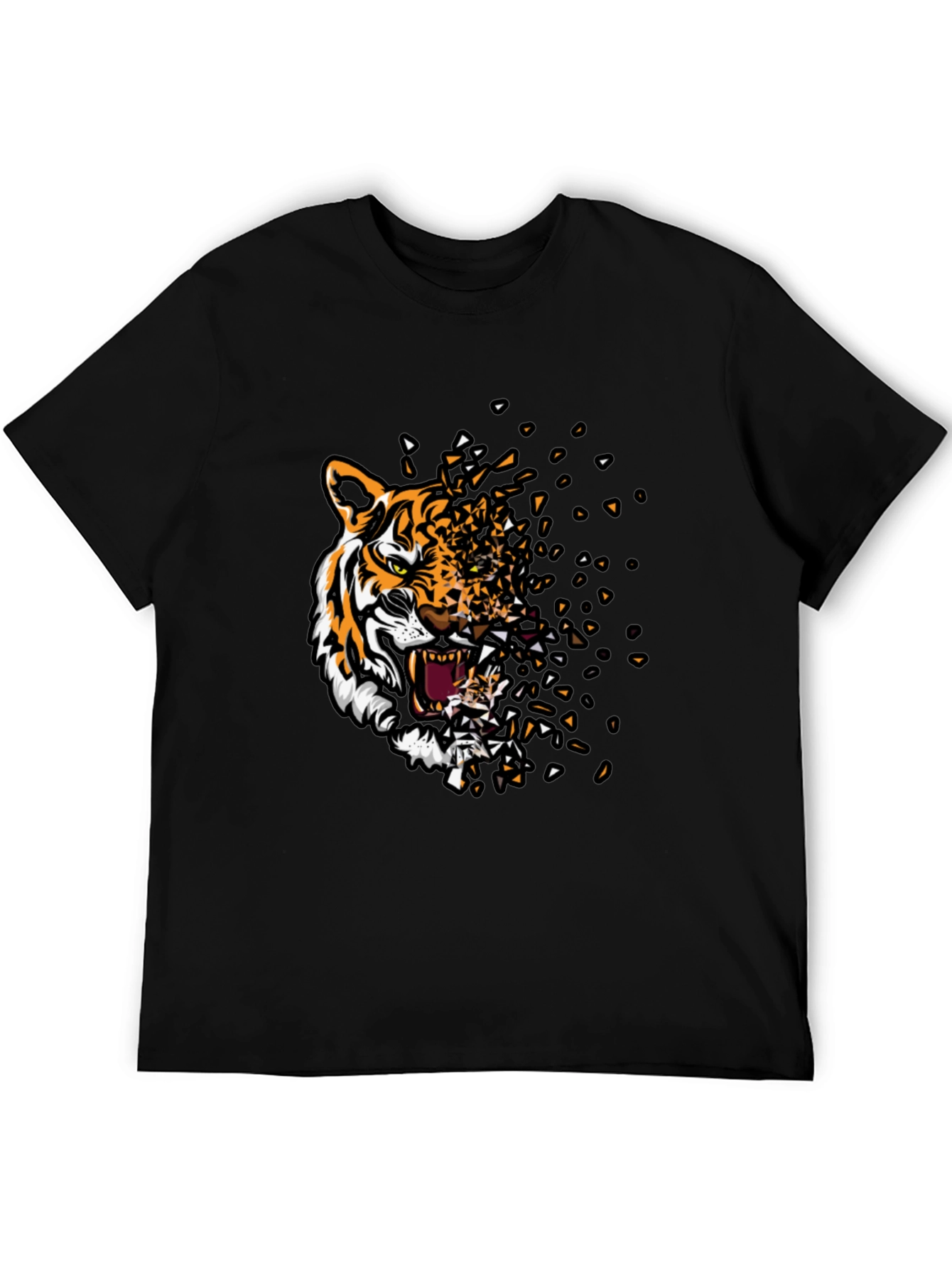 Black Tiger Graphic Print Men's Black T-Shirt view 5