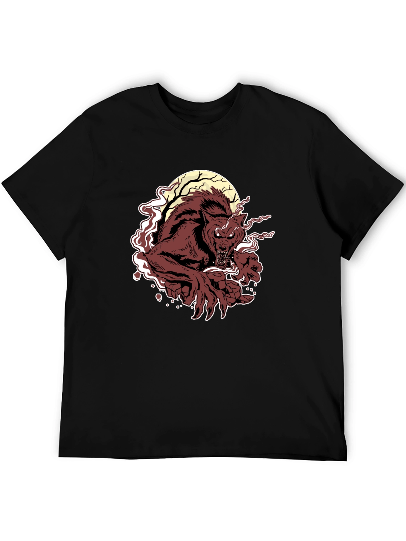 Black Werewolf Moon Graphic T-Shirt - Black view 5