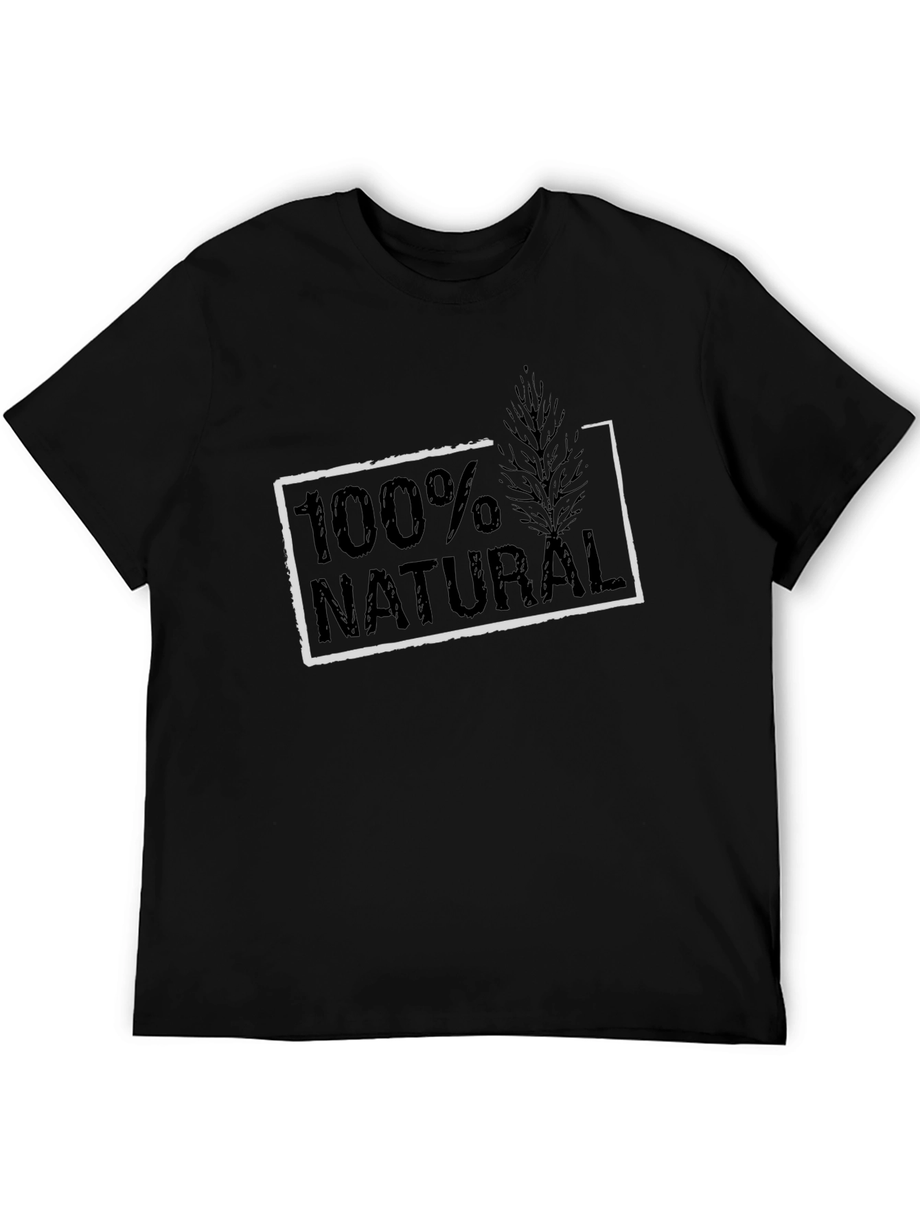 Black 100% Natural Graphic Print Black T-Shirt view 5