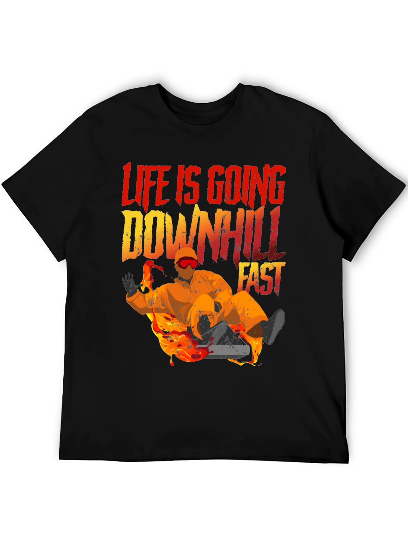 Black Life Is Going Downhill Fast Graphic Tee - Black view 5