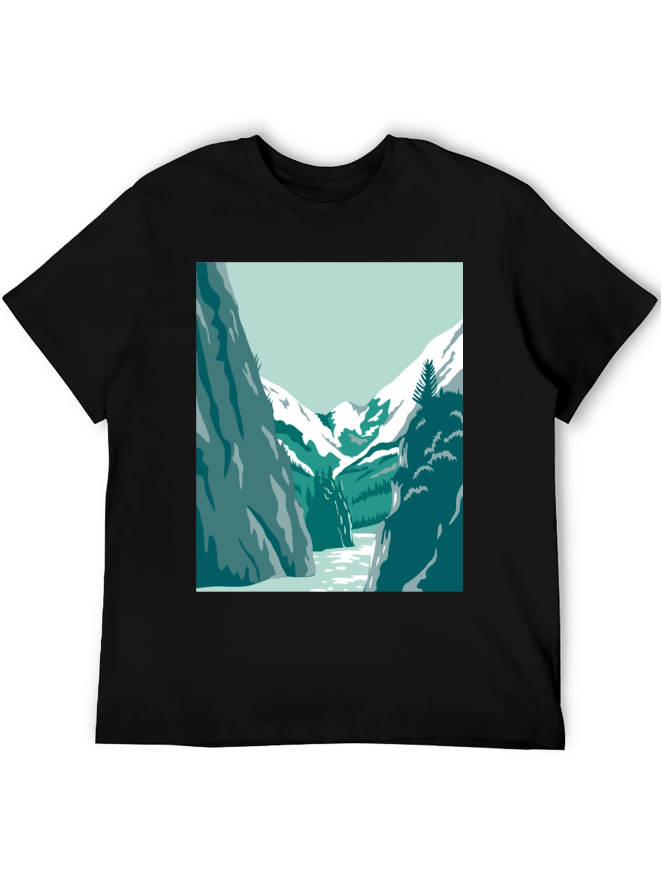 Black Mountain River Graphic Tee - Black Casual T-Shirt view 5