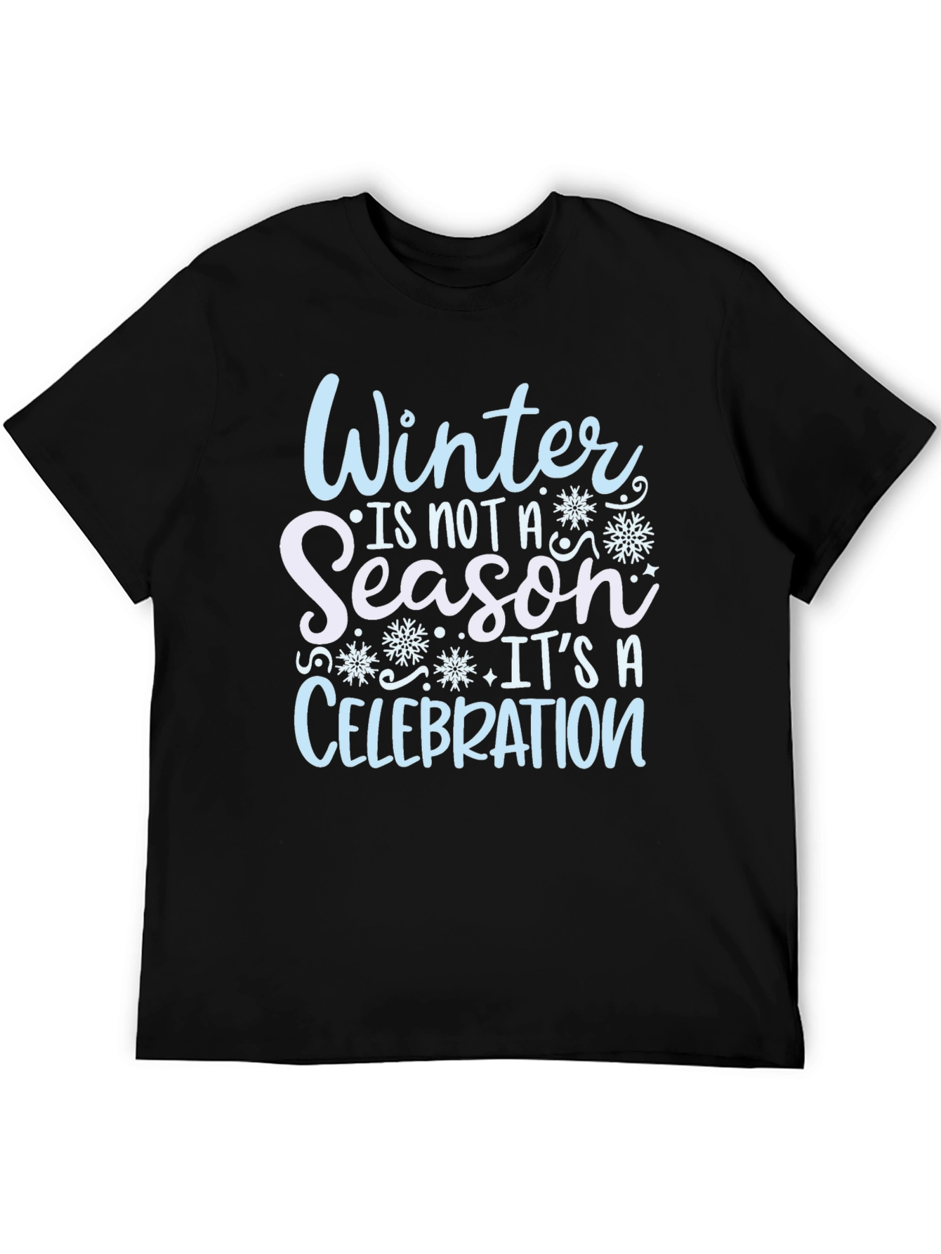 Black Winter Celebration Black Cotton T-Shirt view 5