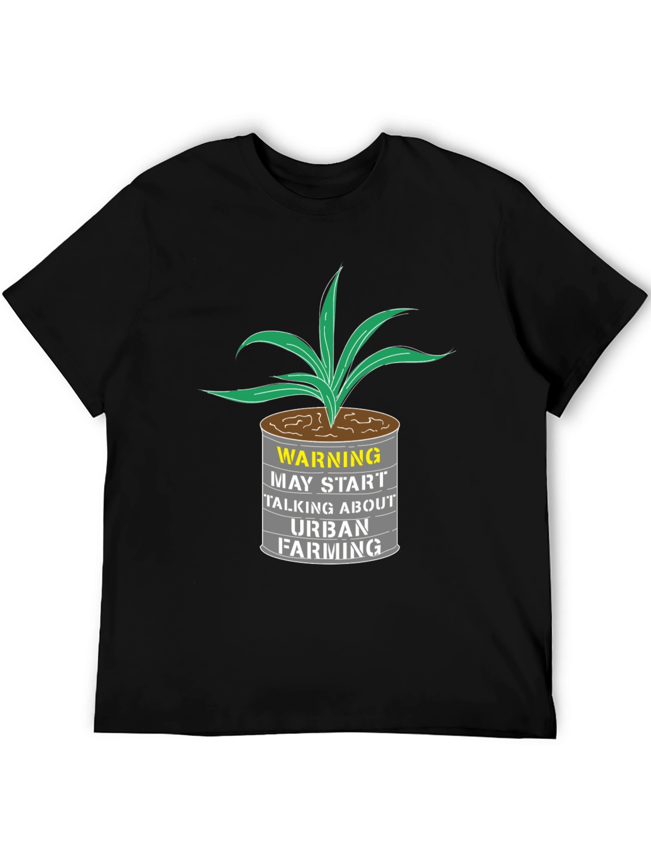 Black Urban Farming T-Shirt - Warning Graphic Tee view 5